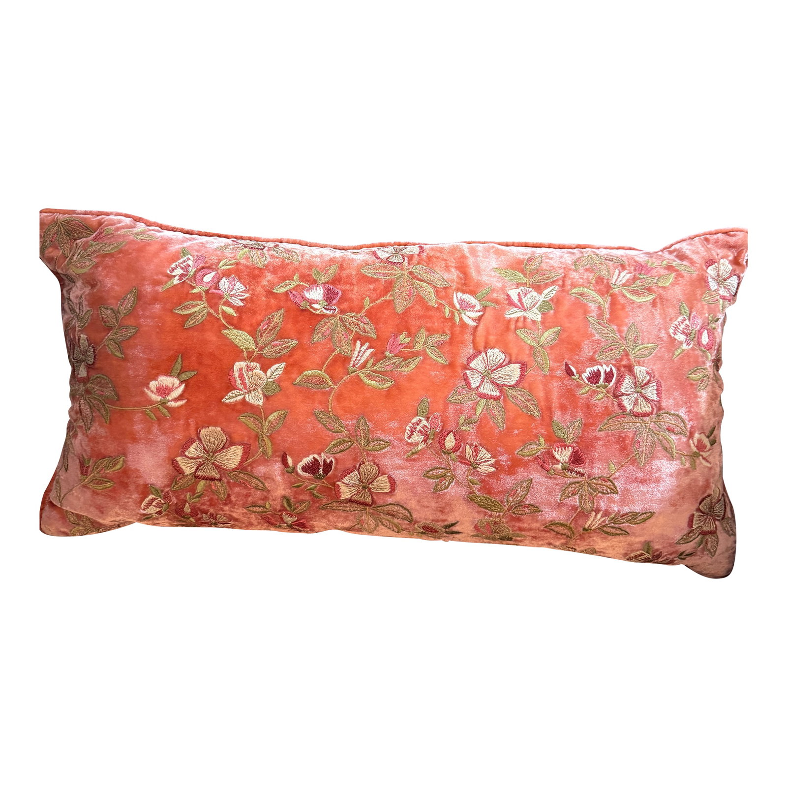 Anke Drechsel Silk Velvet Boudoir Pillow 12x24 Hand Made: Lustrous Ankle Drechsel handmade, hand embroidered silk velvet boudoir pillow approx 12x24 available. Luxurious, versatile, can be used to elevate a variety of decorative settings. Insert included.
