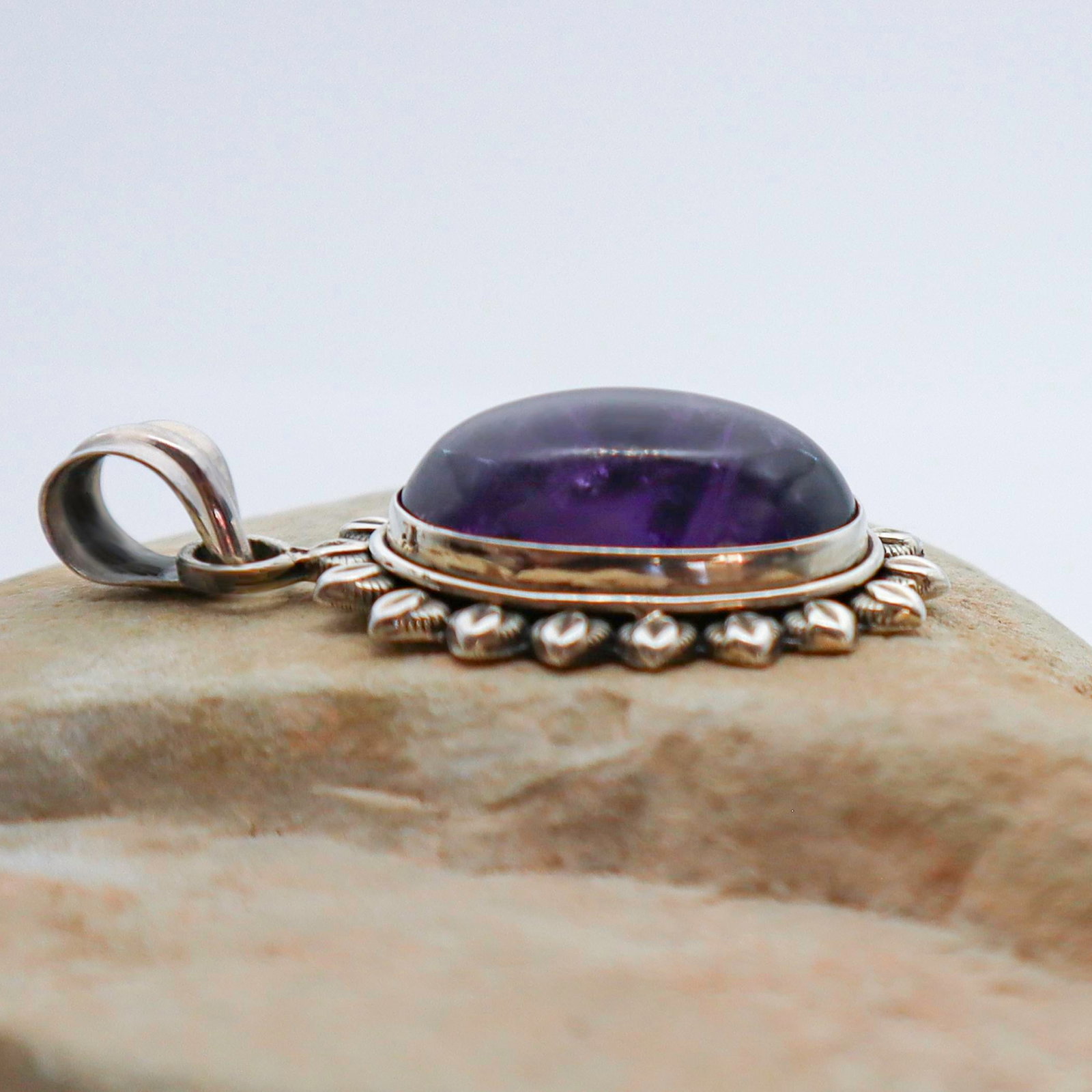 Vintage Amethyst With Sterling Silver Starburst Pendant - 4