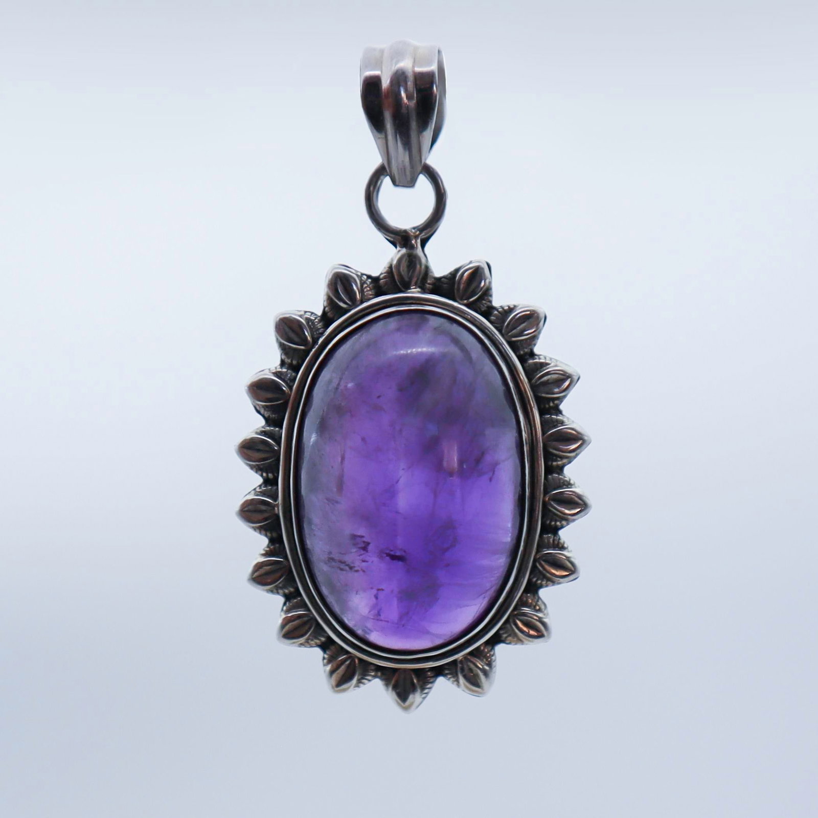 Vintage Amethyst With Sterling Silver Starburst Pendant - 8
