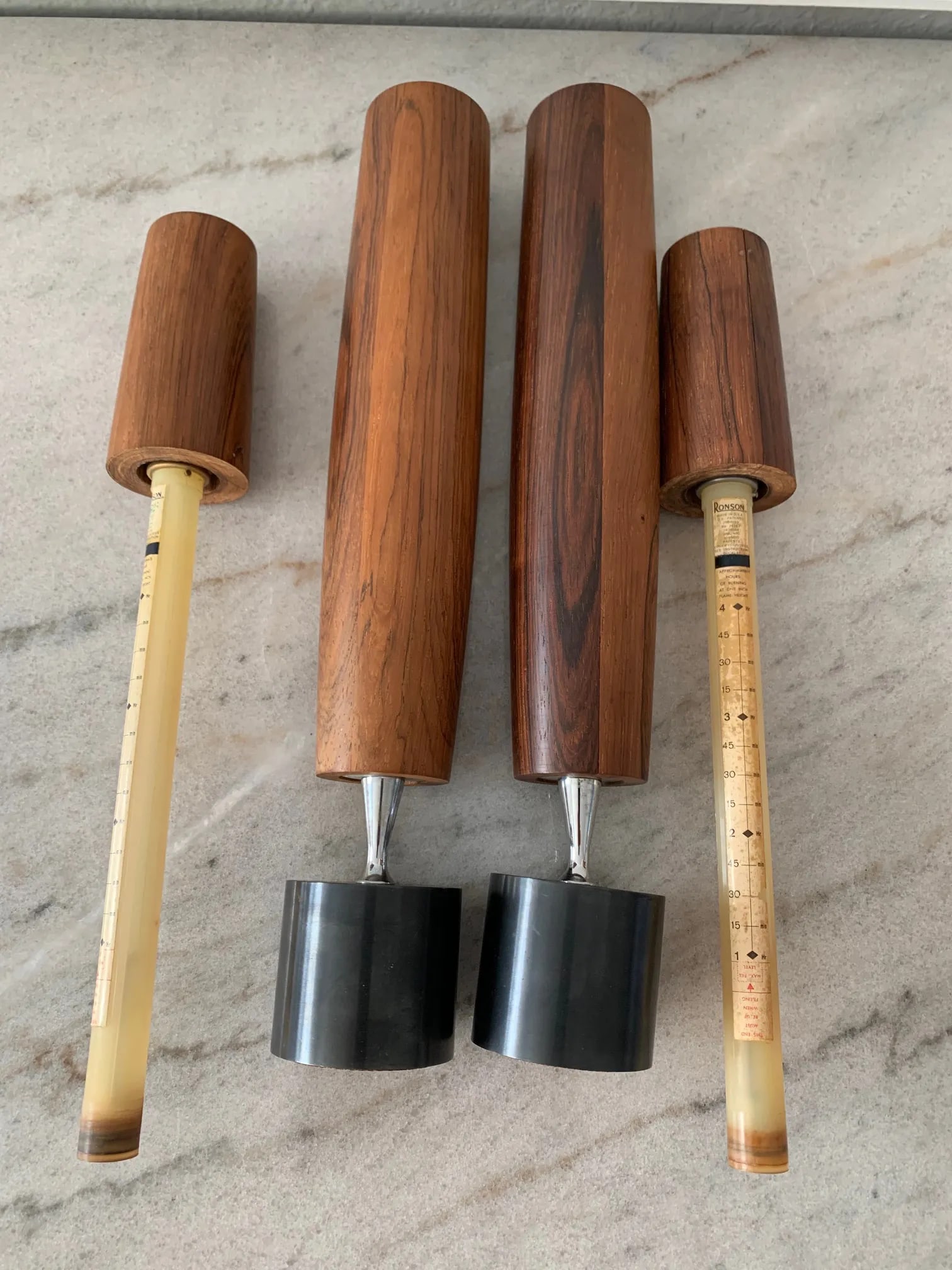 1964 Mid-Century Modern Danish-Style Ronson Varaflame Rosewood Candlesticks - Pair - 10
