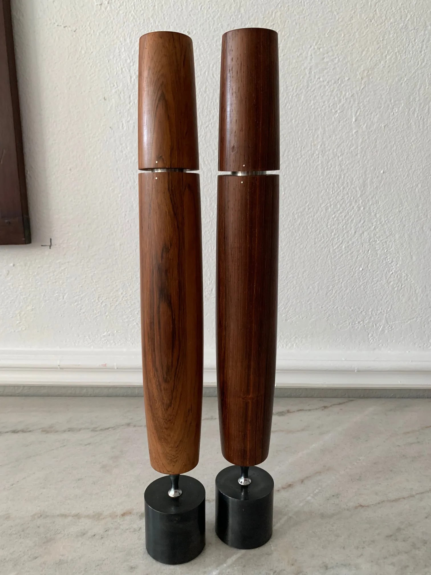 1964 Mid-Century Modern Danish-Style Ronson Varaflame Rosewood Candlesticks - Pair - 13