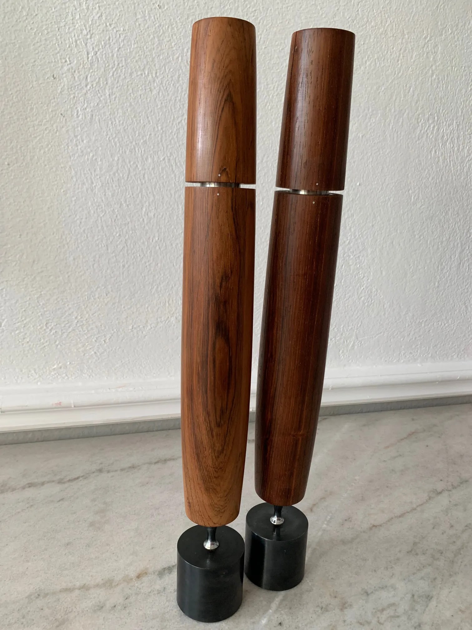 1964 Mid-Century Modern Danish-Style Ronson Varaflame Rosewood Candlesticks - Pair - 3