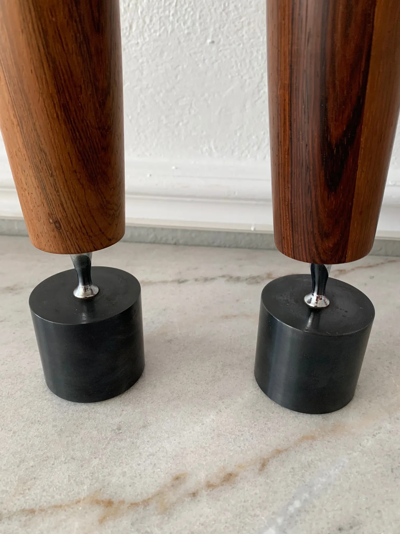1964 Mid-Century Modern Danish-Style Ronson Varaflame Rosewood Candlesticks - Pair - 5