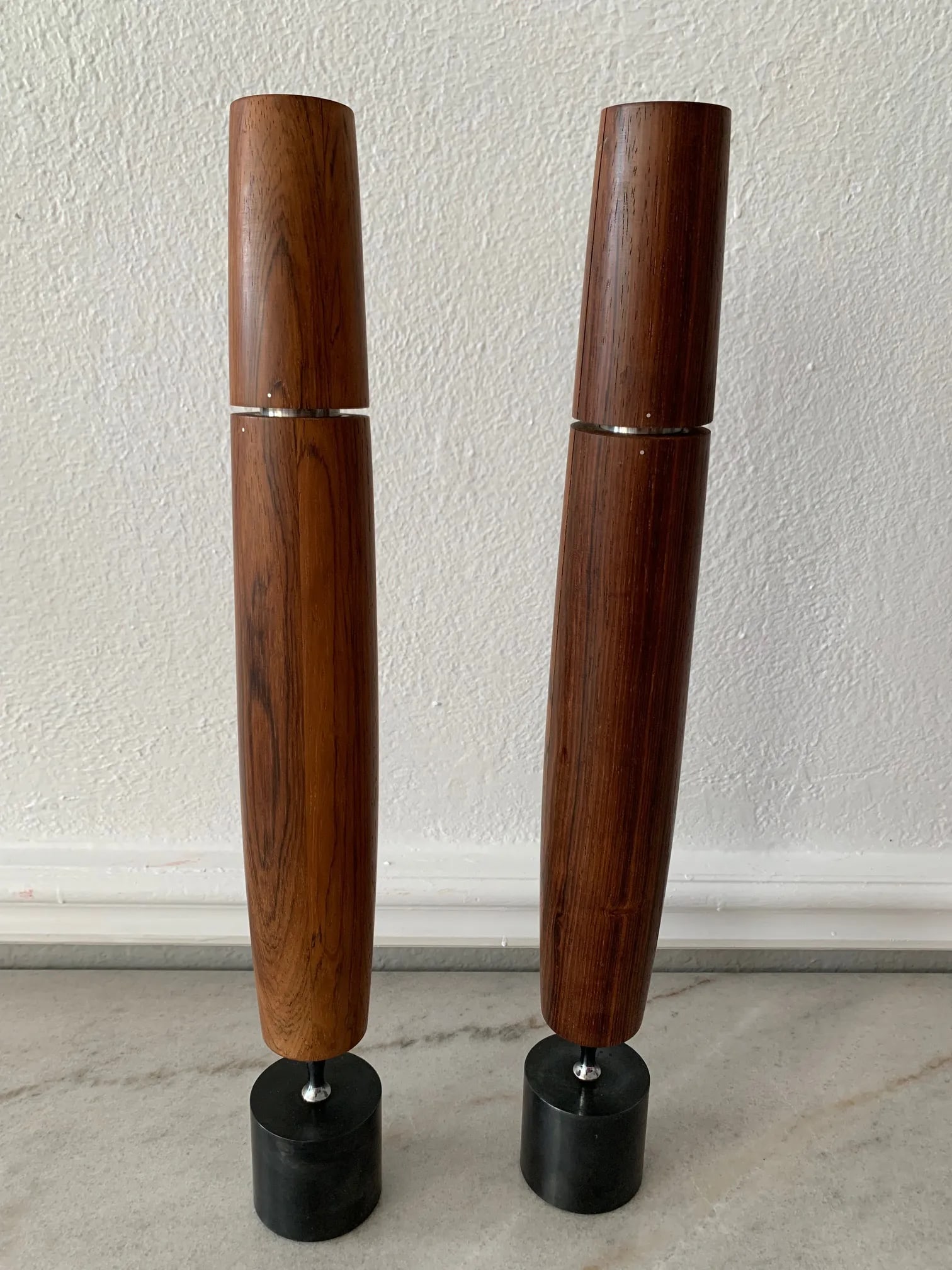 1964 Mid-Century Modern Danish-Style Ronson Varaflame Rosewood Candlesticks - Pair - 7