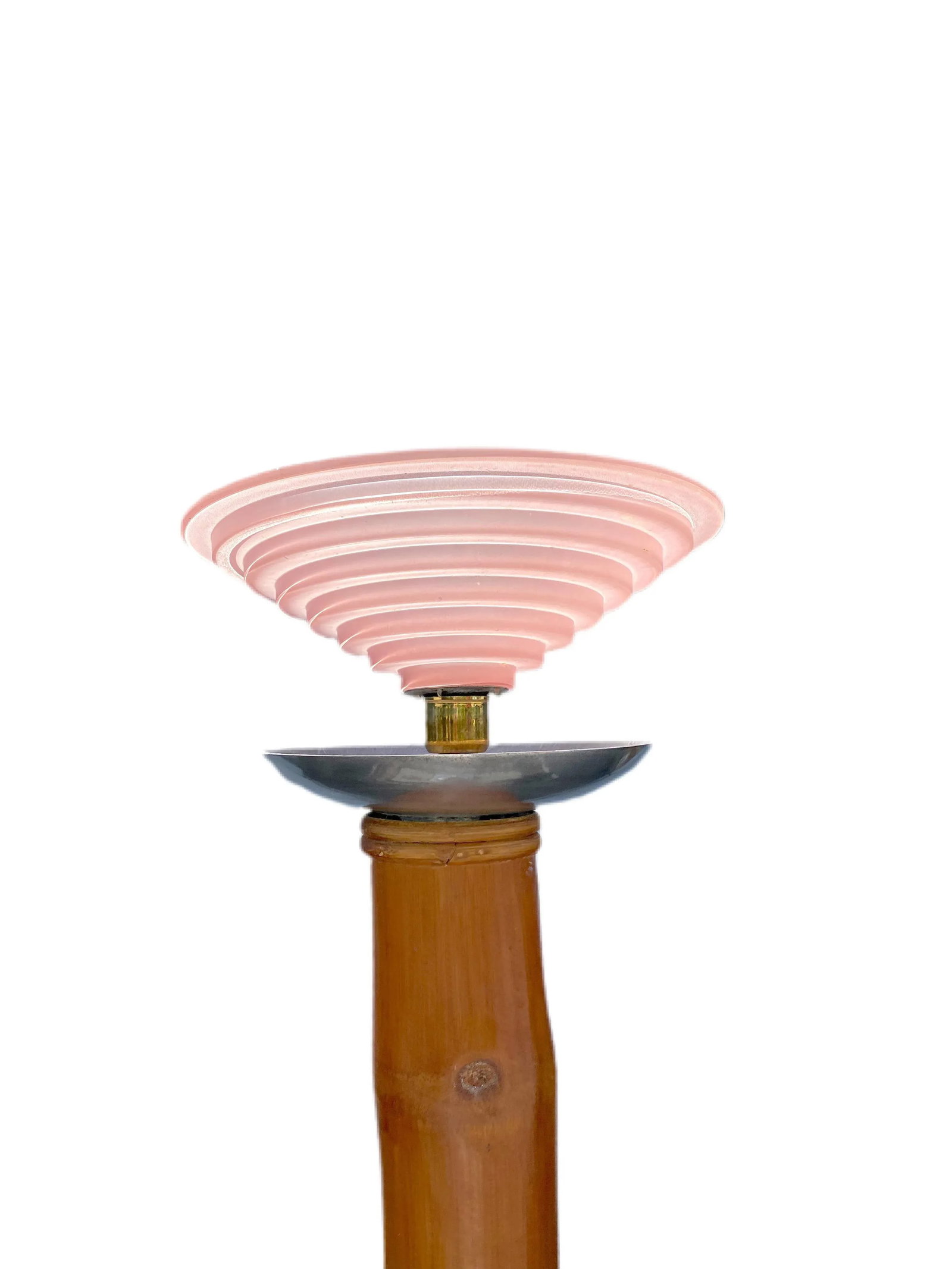 French Art Deco Bamboo and Chrome Floor Lamp - 2