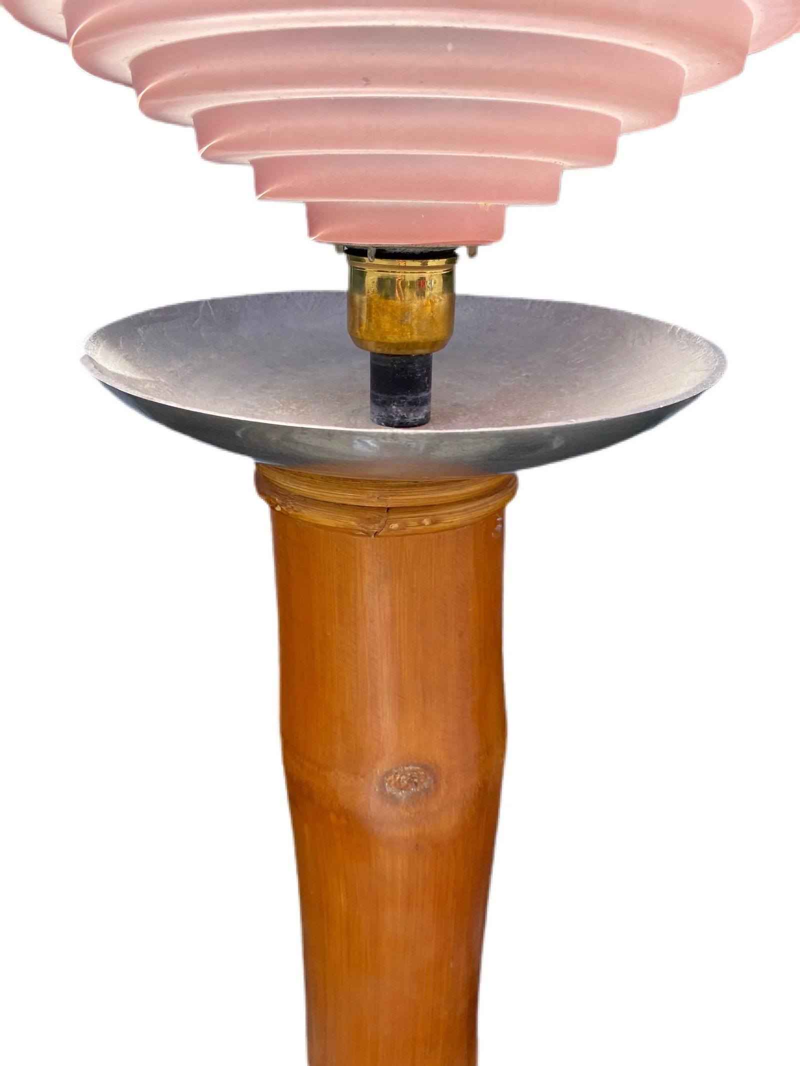 French Art Deco Bamboo and Chrome Floor Lamp - 3