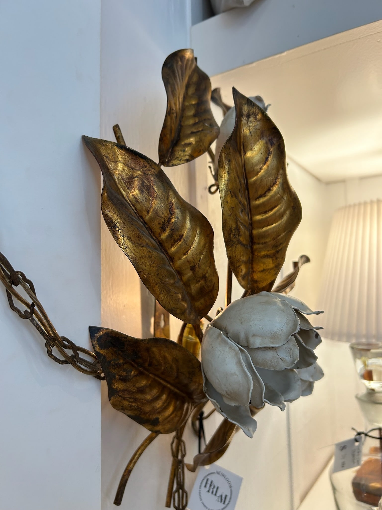 1950s Italian Gilt and Enamel Wall Sconces - a Pair - 4