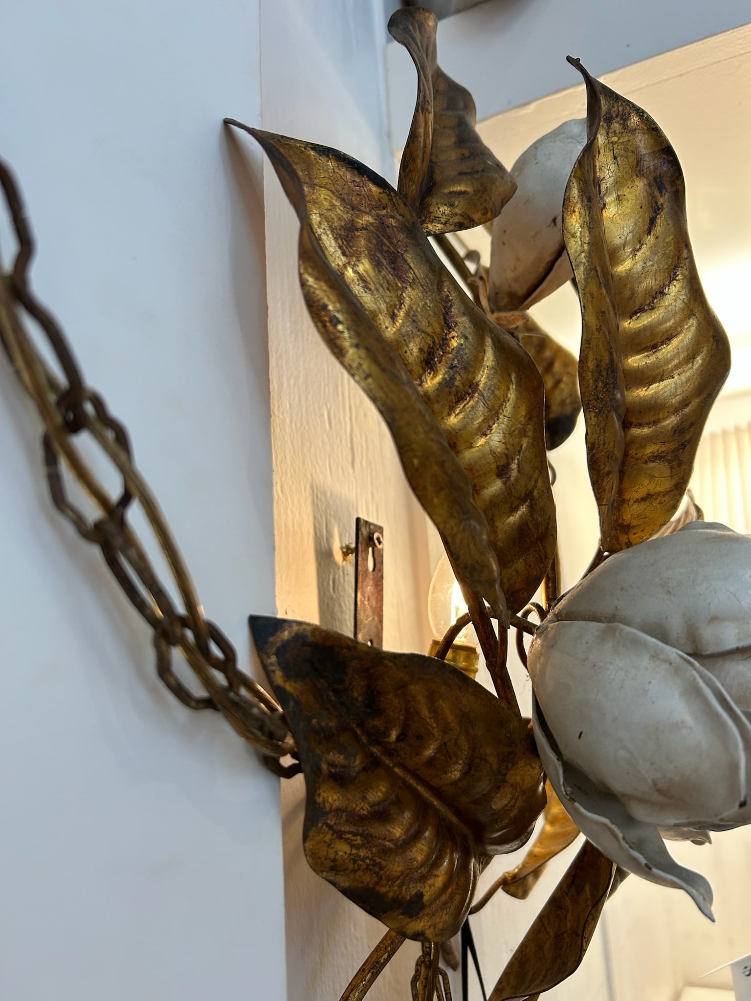 1950s Italian Gilt and Enamel Wall Sconces - a Pair - 5