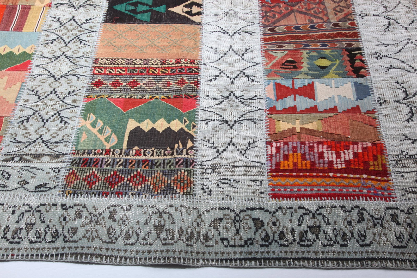 Artisan Vintage Patchwork Rug Crafted From Handwoven Rugs and Kilims - 6' 8'' X 8' 5'' - 10