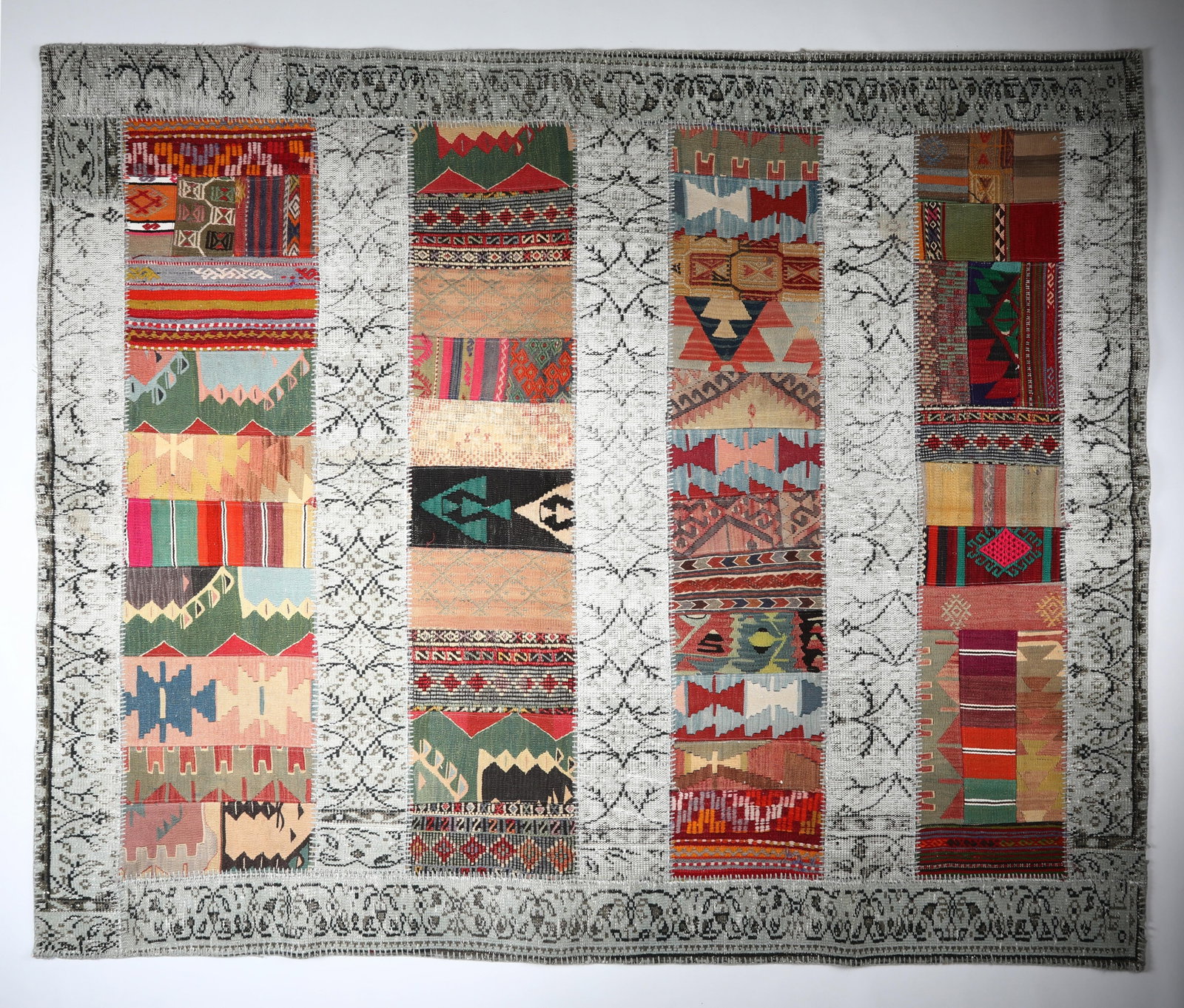 Artisan Vintage Patchwork Rug Crafted From Handwoven Rugs and Kilims - 6' 8'' X 8' 5'' - 2