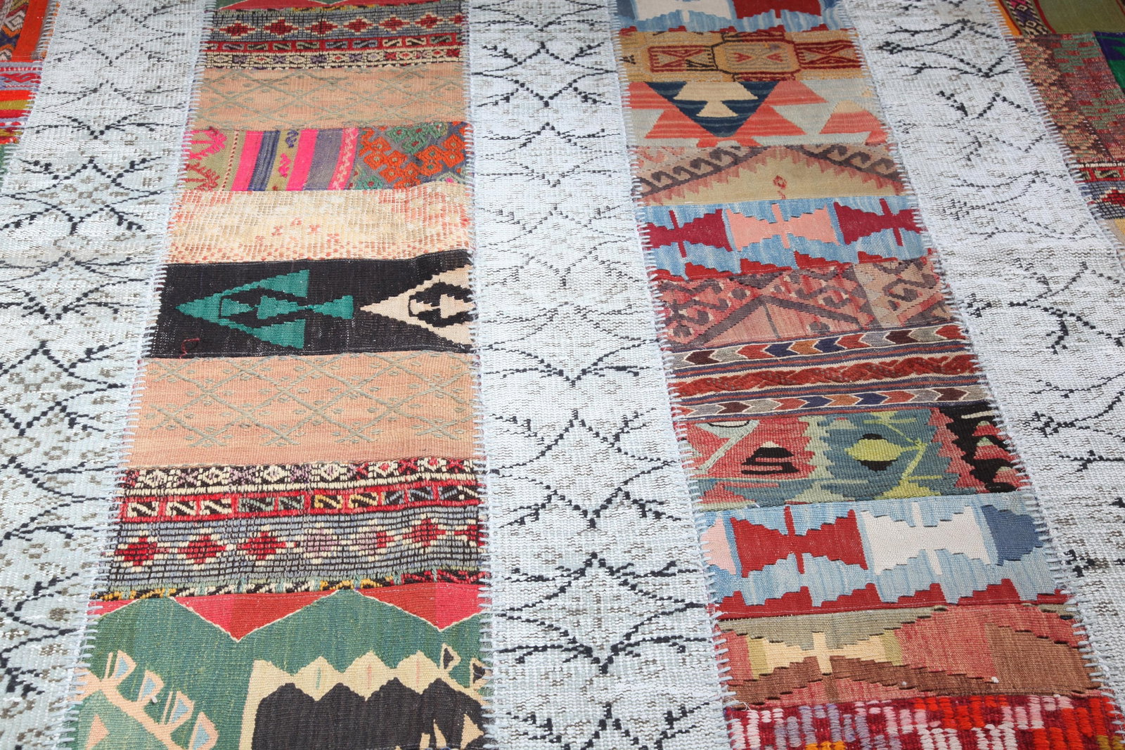 Artisan Vintage Patchwork Rug Crafted From Handwoven Rugs and Kilims - 6' 8'' X 8' 5'' - 3