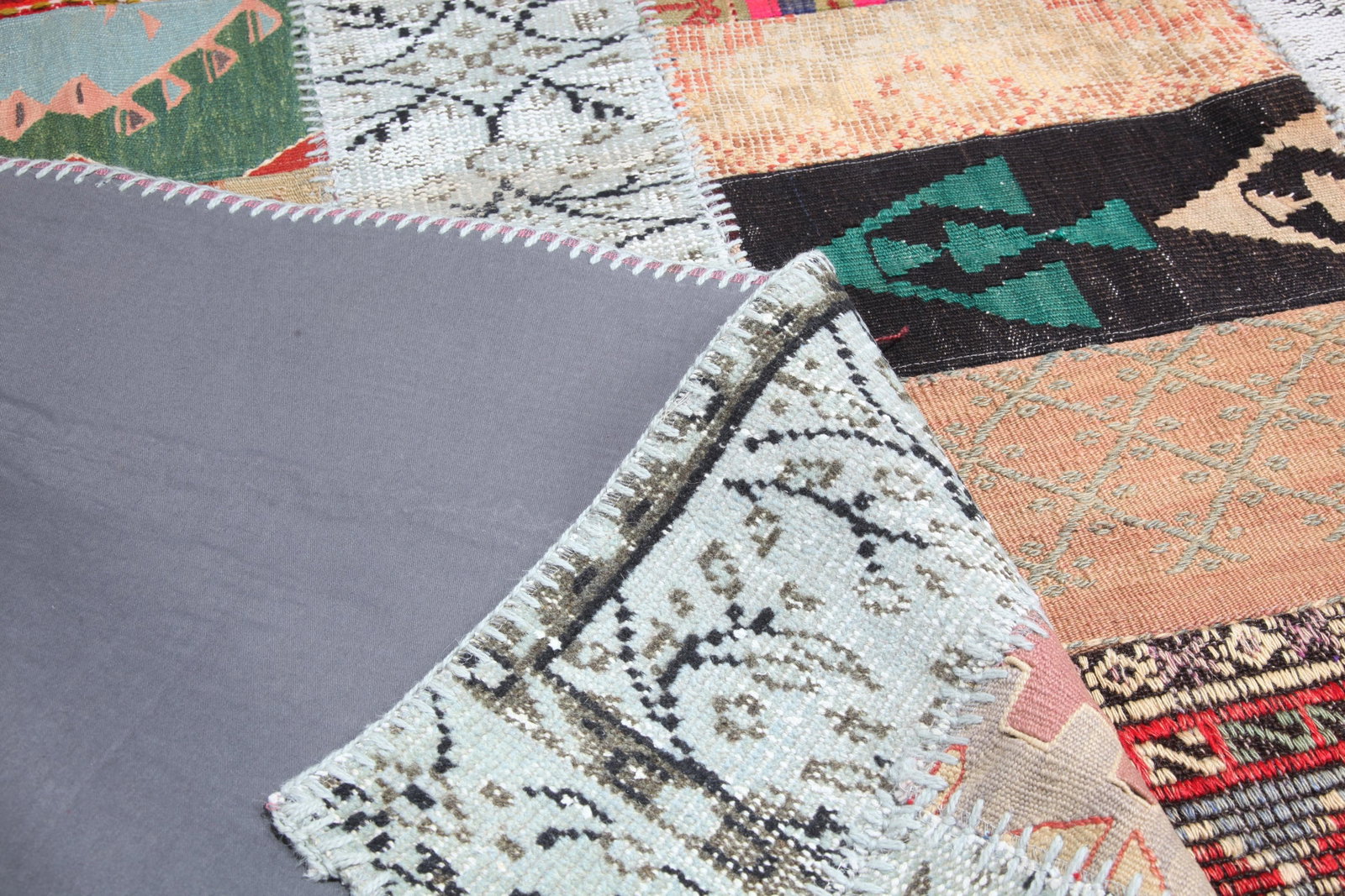 Artisan Vintage Patchwork Rug Crafted From Handwoven Rugs and Kilims - 6' 8'' X 8' 5'' - 4