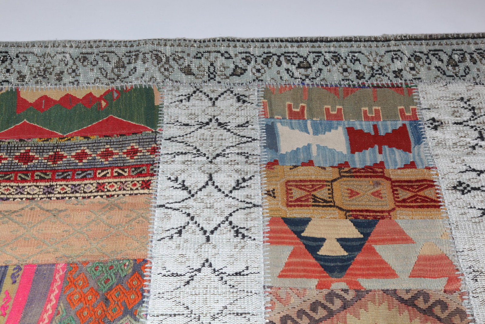 Artisan Vintage Patchwork Rug Crafted From Handwoven Rugs and Kilims - 6' 8'' X 8' 5'' - 8