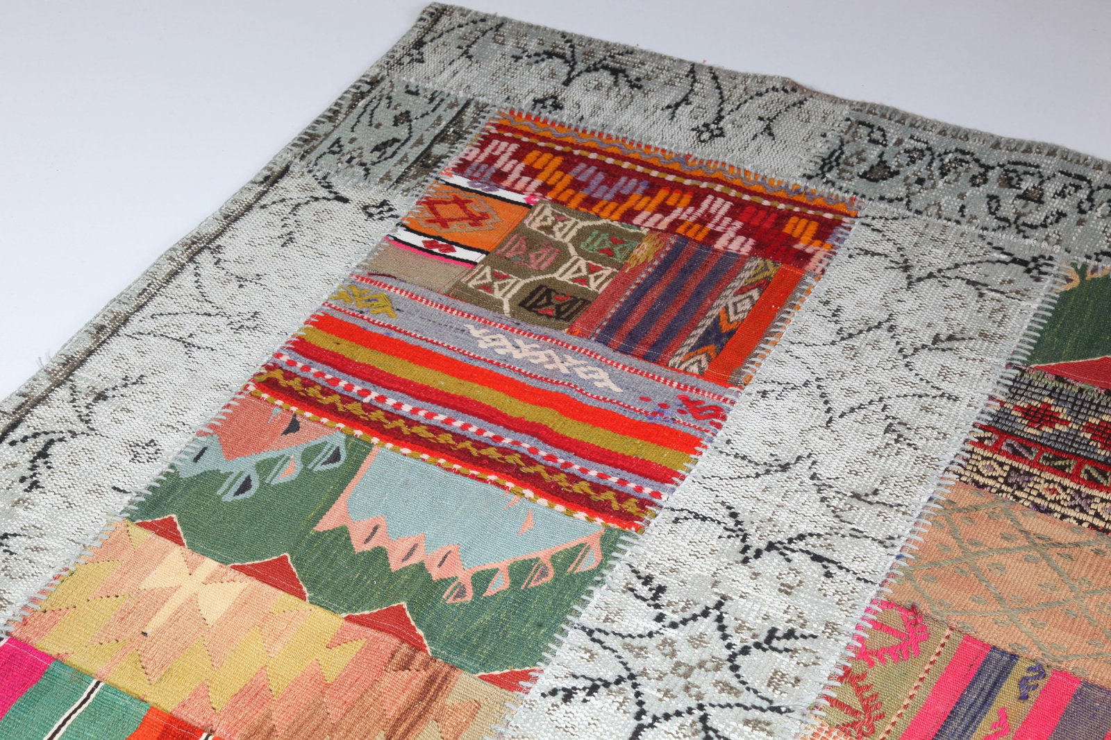 Artisan Vintage Patchwork Rug Crafted From Handwoven Rugs and Kilims - 6' 8'' X 8' 5'' - 9