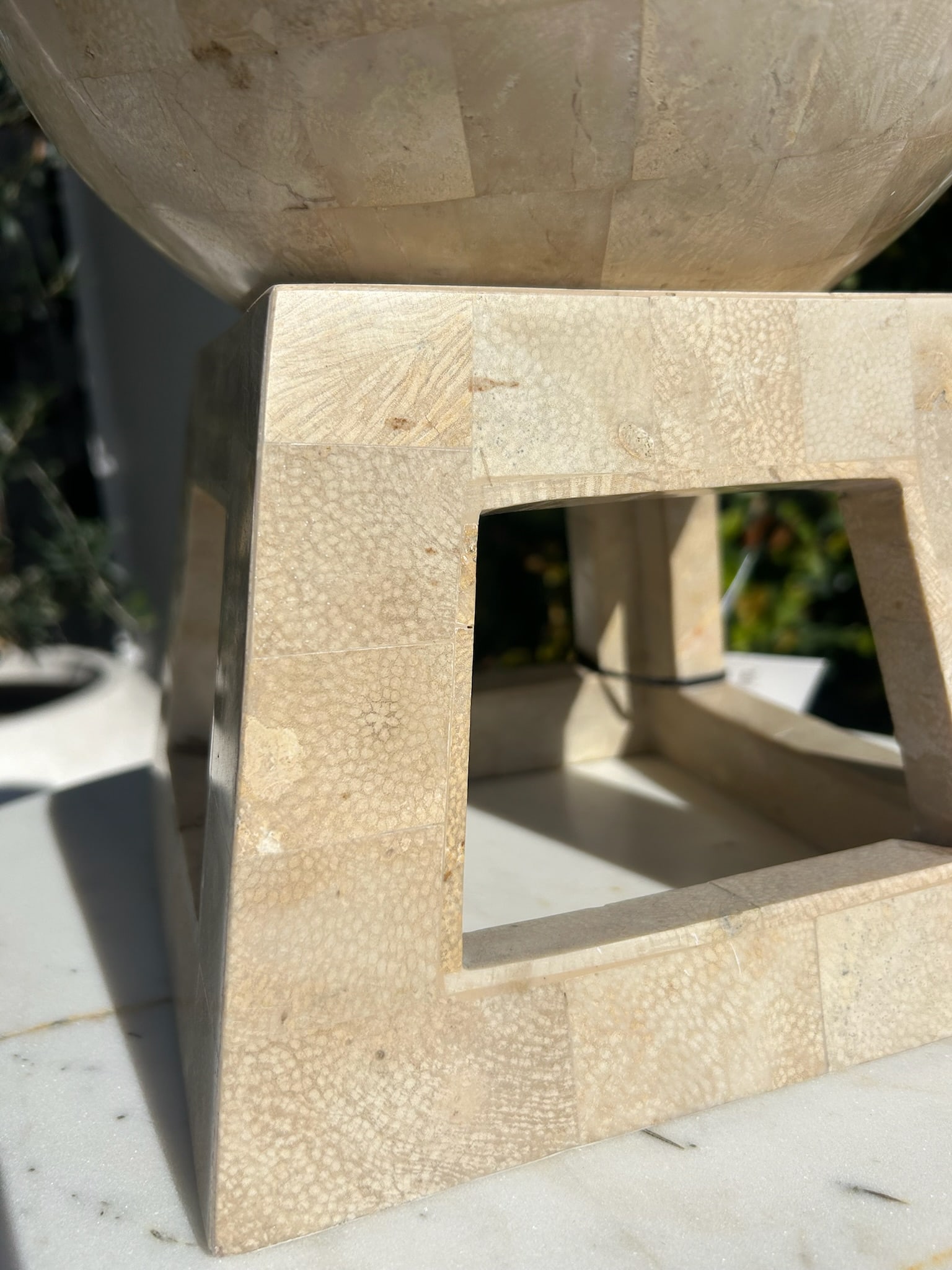 Vintage Tessellated Marble Sphere on Stand in the Style of Maitland Smith - 11