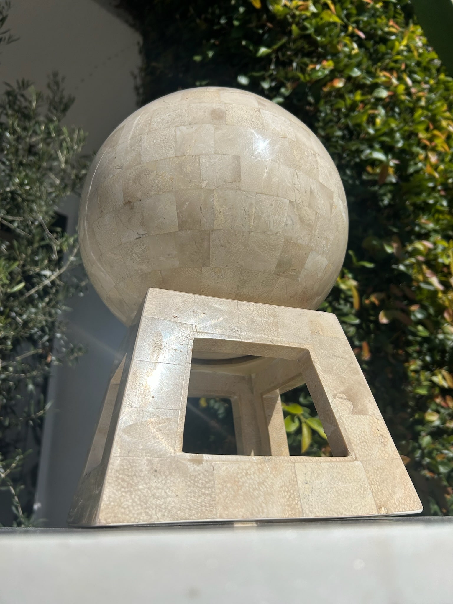 Vintage Tessellated Marble Sphere on Stand in the Style of Maitland Smith - 3