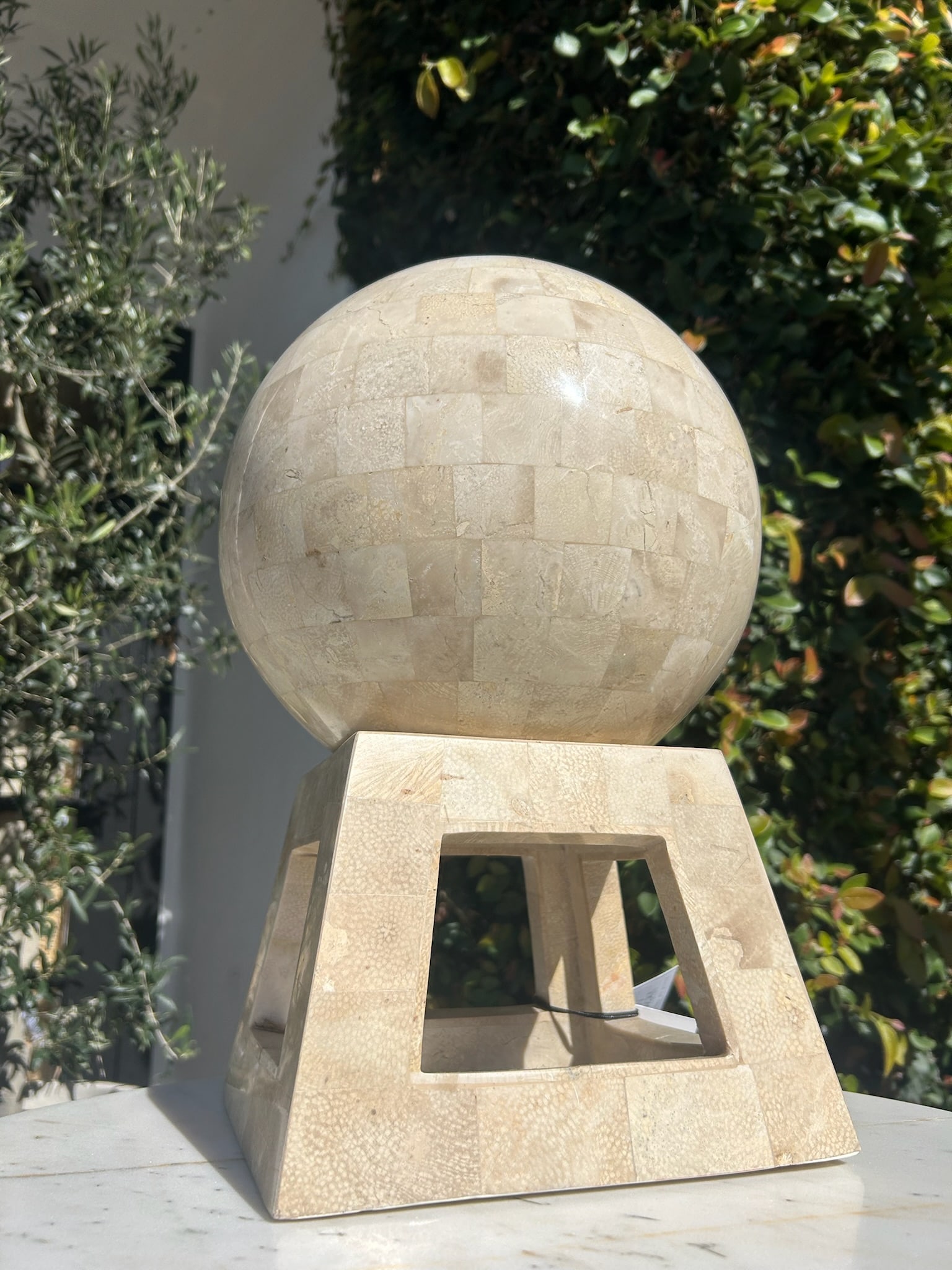 Vintage Tessellated Marble Sphere on Stand in the Style of Maitland Smith - 6