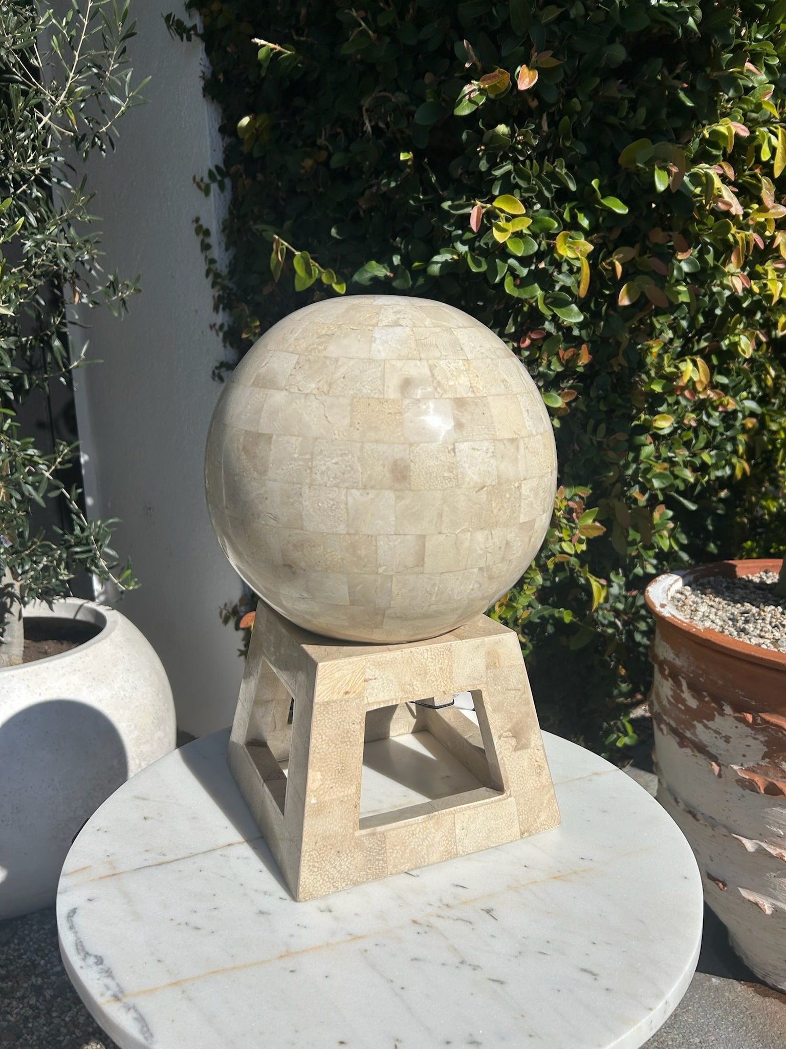 Vintage Tessellated Marble Sphere on Stand in the Style of Maitland Smith - 7