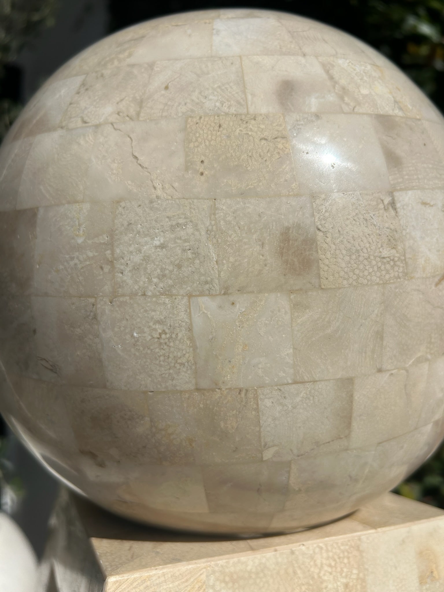Vintage Tessellated Marble Sphere on Stand in the Style of Maitland Smith - 8
