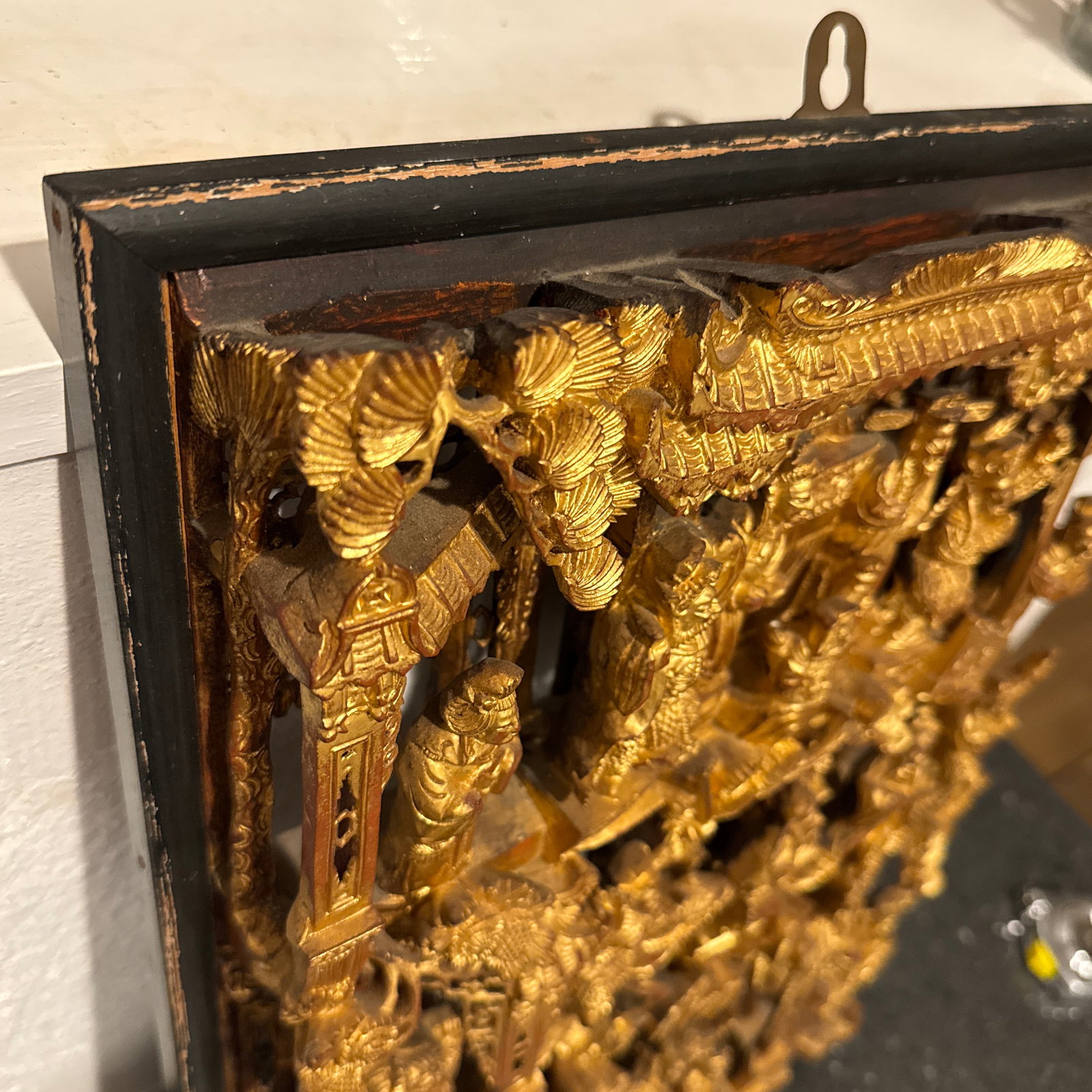Antique Chinese Carved and Gilded Wood Panel, Often Referred to as Chaozhou Woodcarving - 12