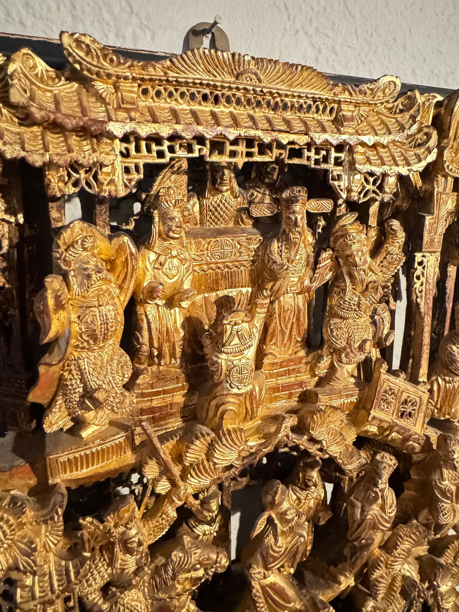 Antique Chinese Carved and Gilded Wood Panel, Often Referred to as Chaozhou Woodcarving - 2