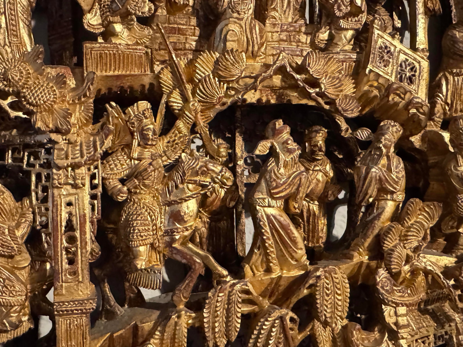 Antique Chinese Carved and Gilded Wood Panel, Often Referred to as Chaozhou Woodcarving - 4