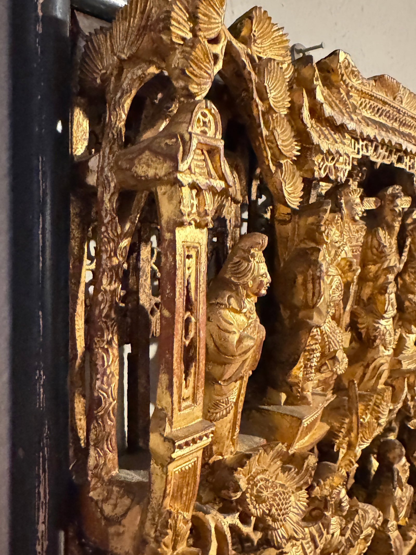 Antique Chinese Carved and Gilded Wood Panel, Often Referred to as Chaozhou Woodcarving - 6