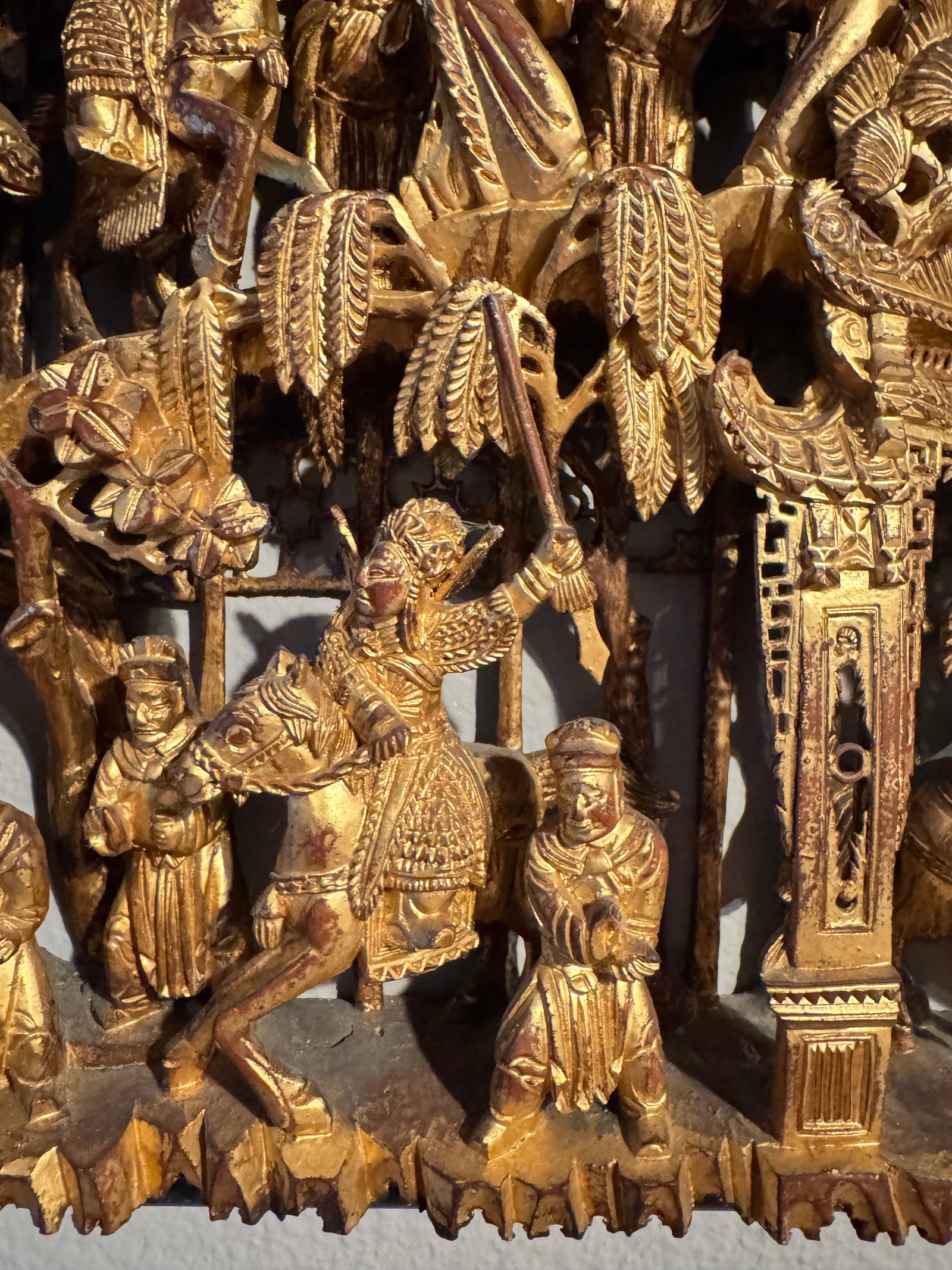 Antique Chinese Carved and Gilded Wood Panel, Often Referred to as Chaozhou Woodcarving - 7