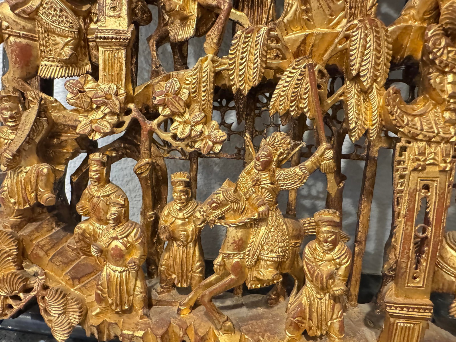 Antique Chinese Carved and Gilded Wood Panel, Often Referred to as Chaozhou Woodcarving - 9