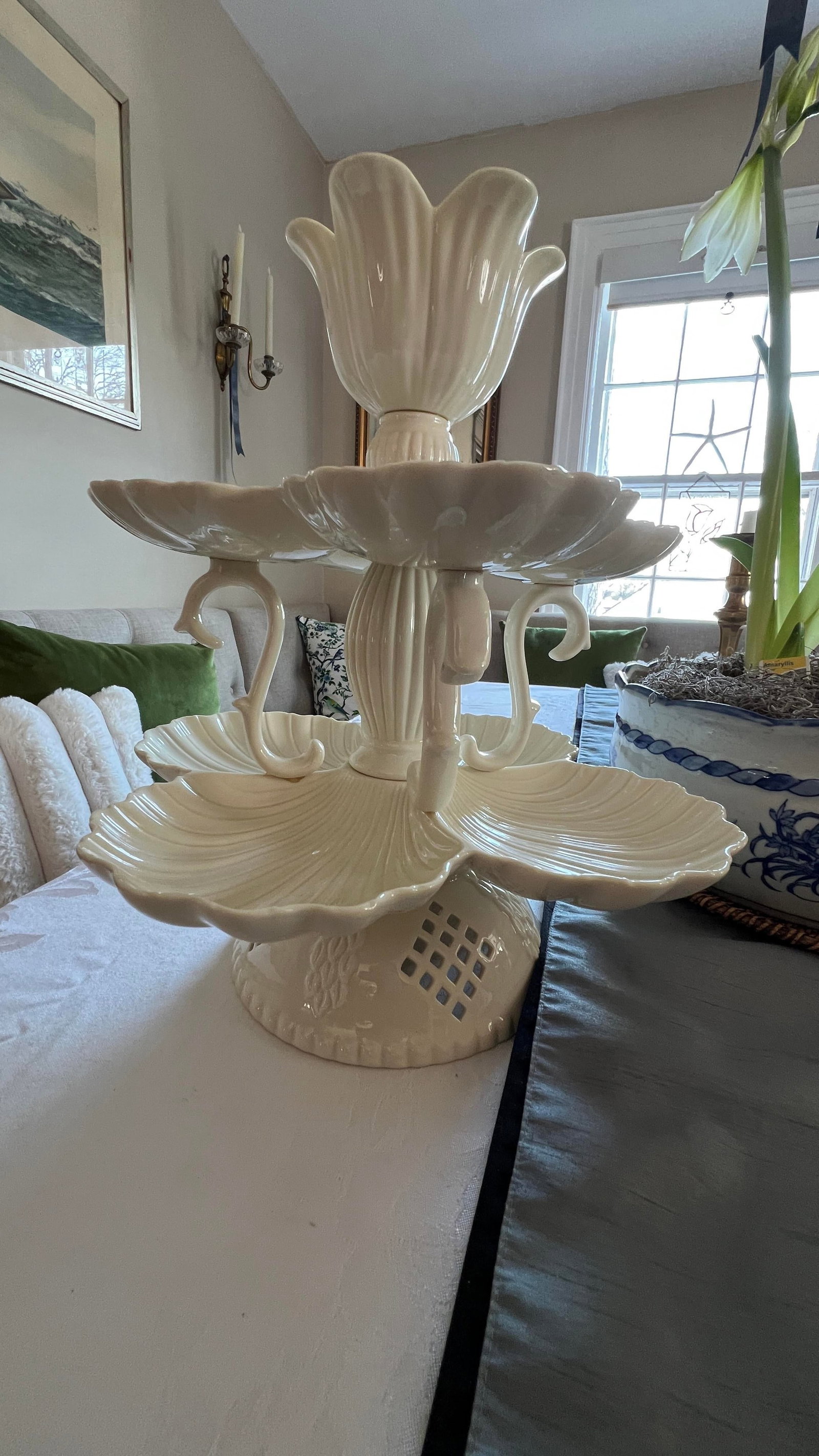 1990s Thatcham Cream Ware Centerpiece Epergne - 3