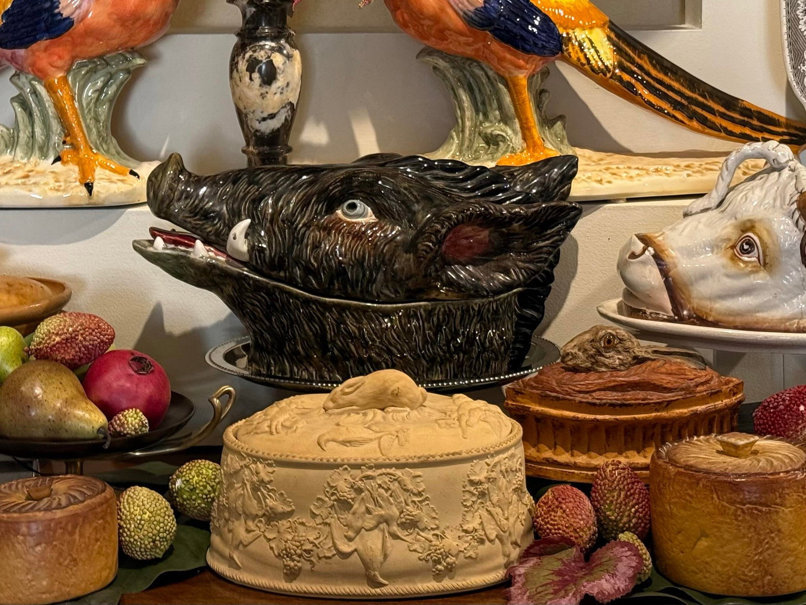 Portuguese Majolica Boar's Head Tureen, Circa 1900 - 12