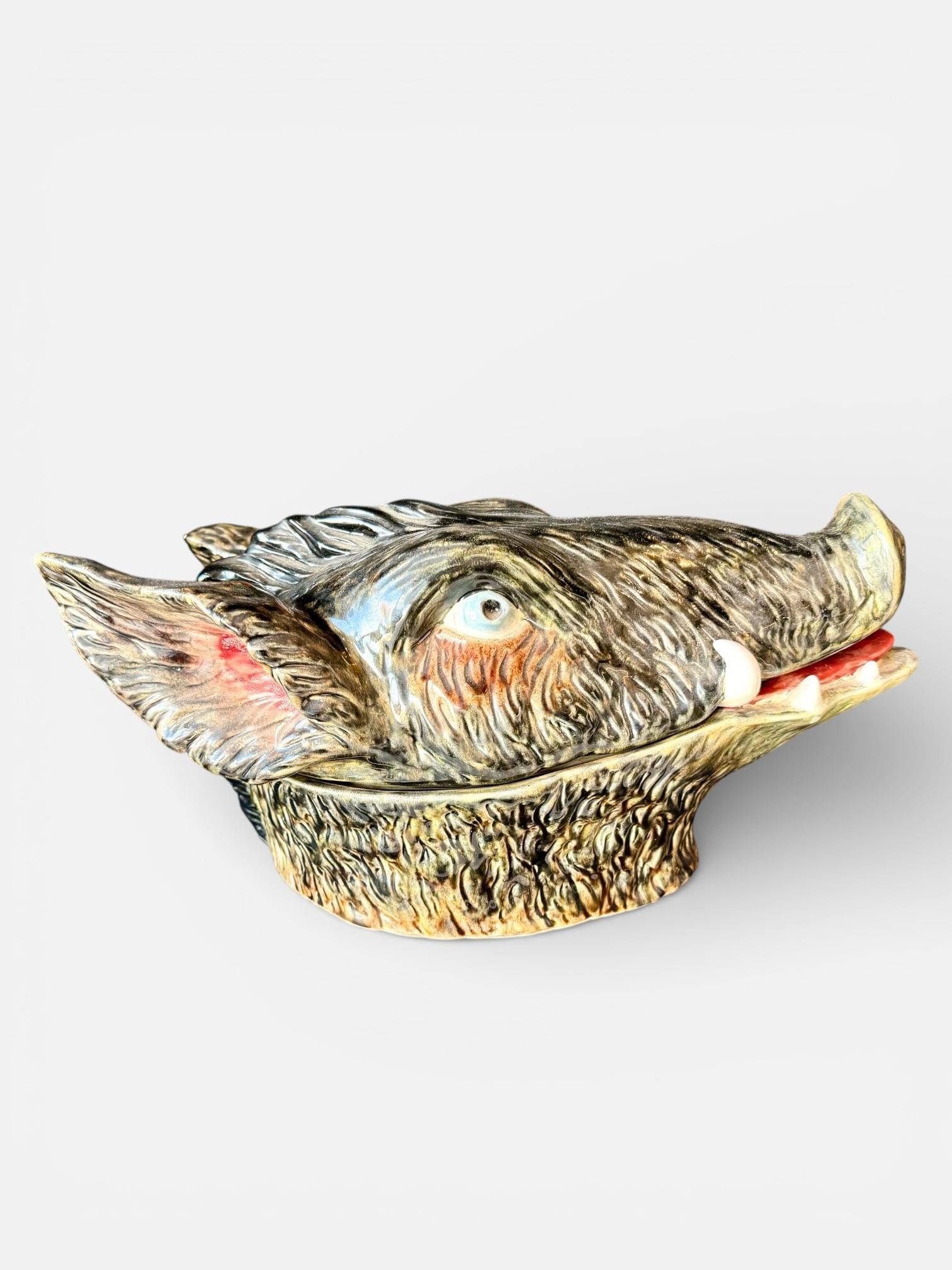 Portuguese Majolica Boar's Head Tureen, Circa 1900 - 3