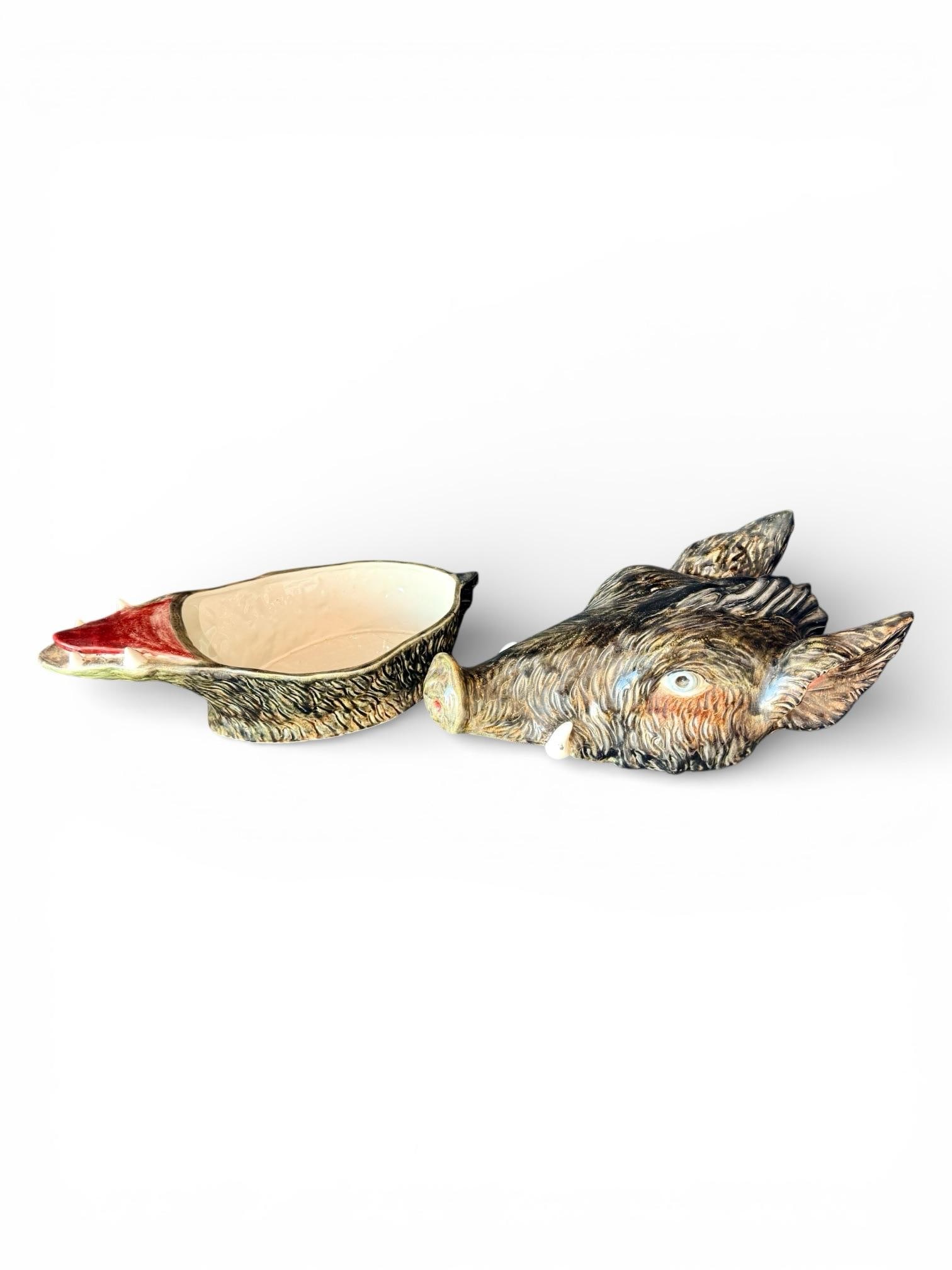 Portuguese Majolica Boar's Head Tureen, Circa 1900 - 4