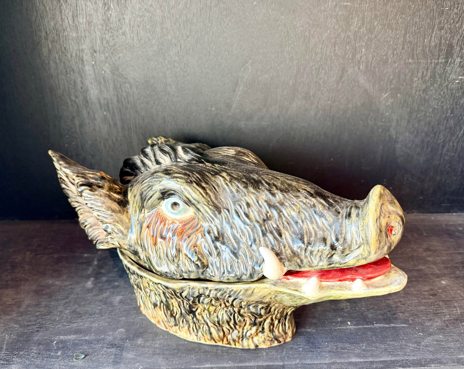 Portuguese Majolica Boar's Head Tureen, Circa 1900 - 6