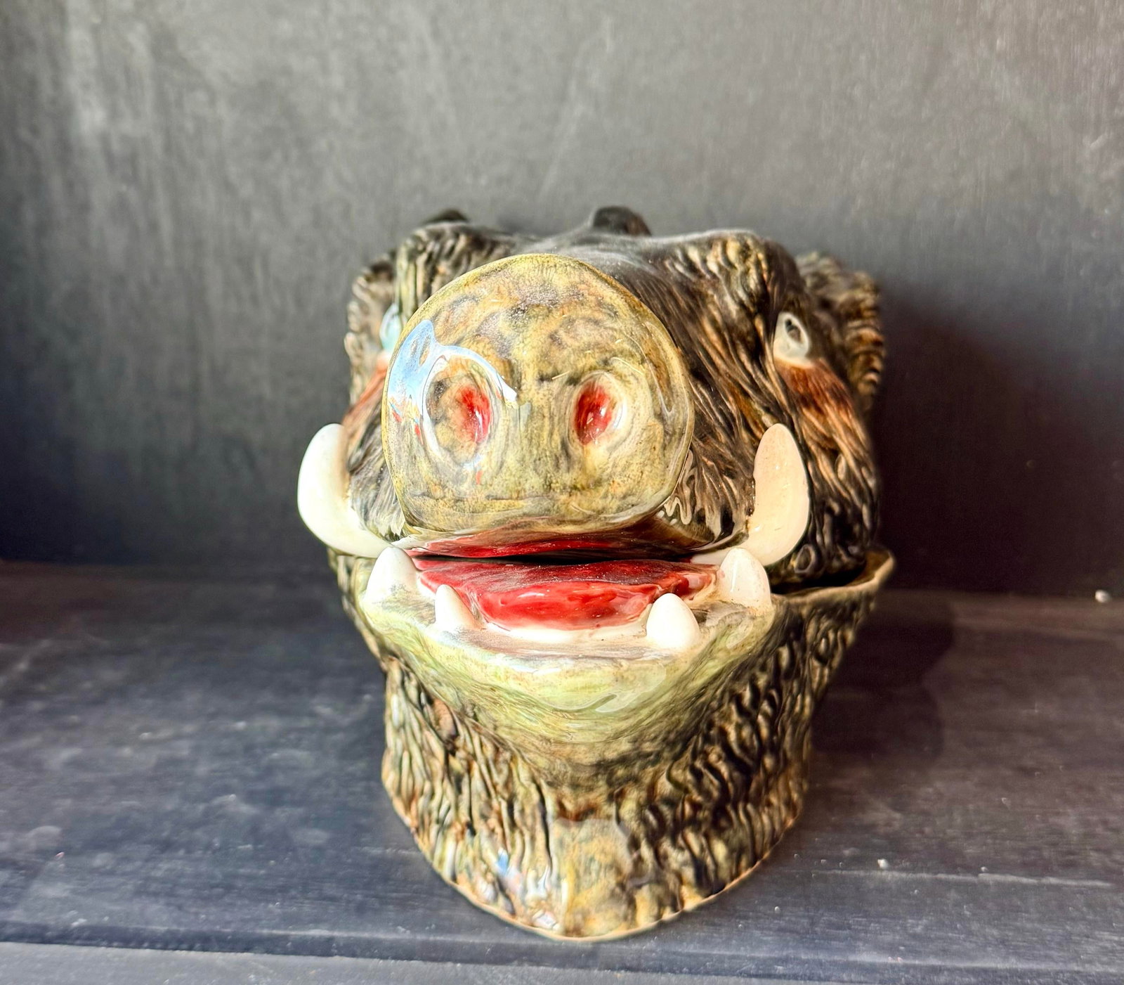 Portuguese Majolica Boar's Head Tureen, Circa 1900 - 7