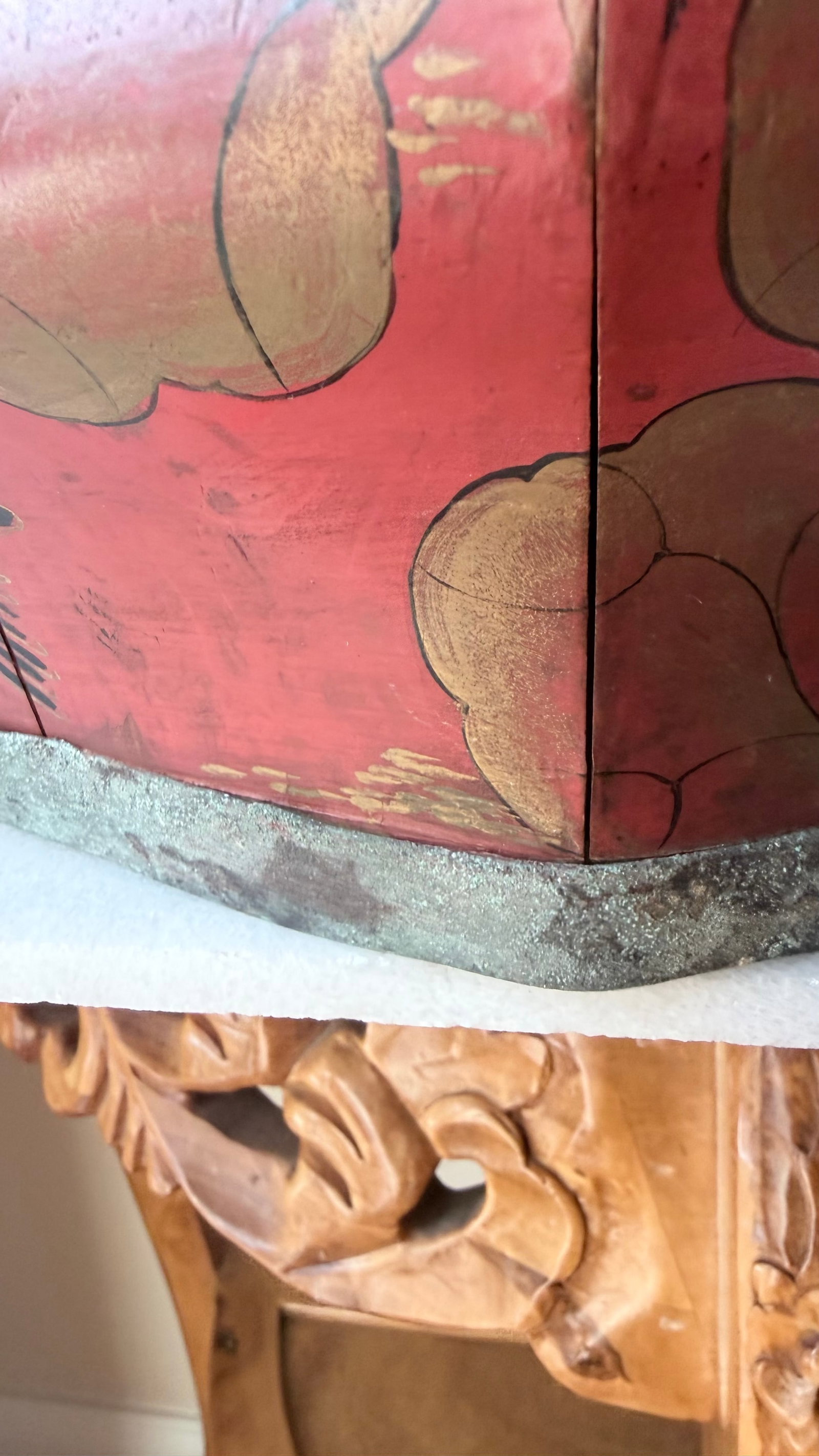 Antique Chinese Red Wooden Wedding Bridal Box - 8