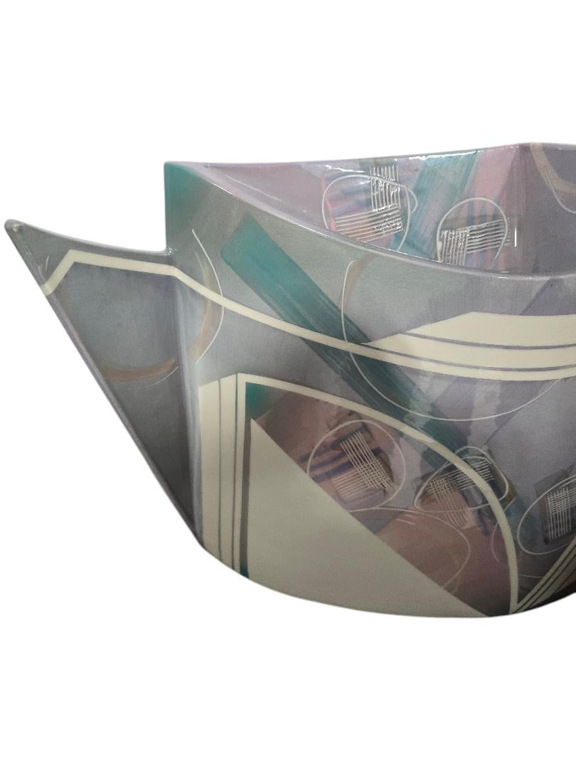Late 20th Century Huge Signed Hubert Sculptural Ceramic Vessel - Postmodern Geometric Studio Art Pot - 8