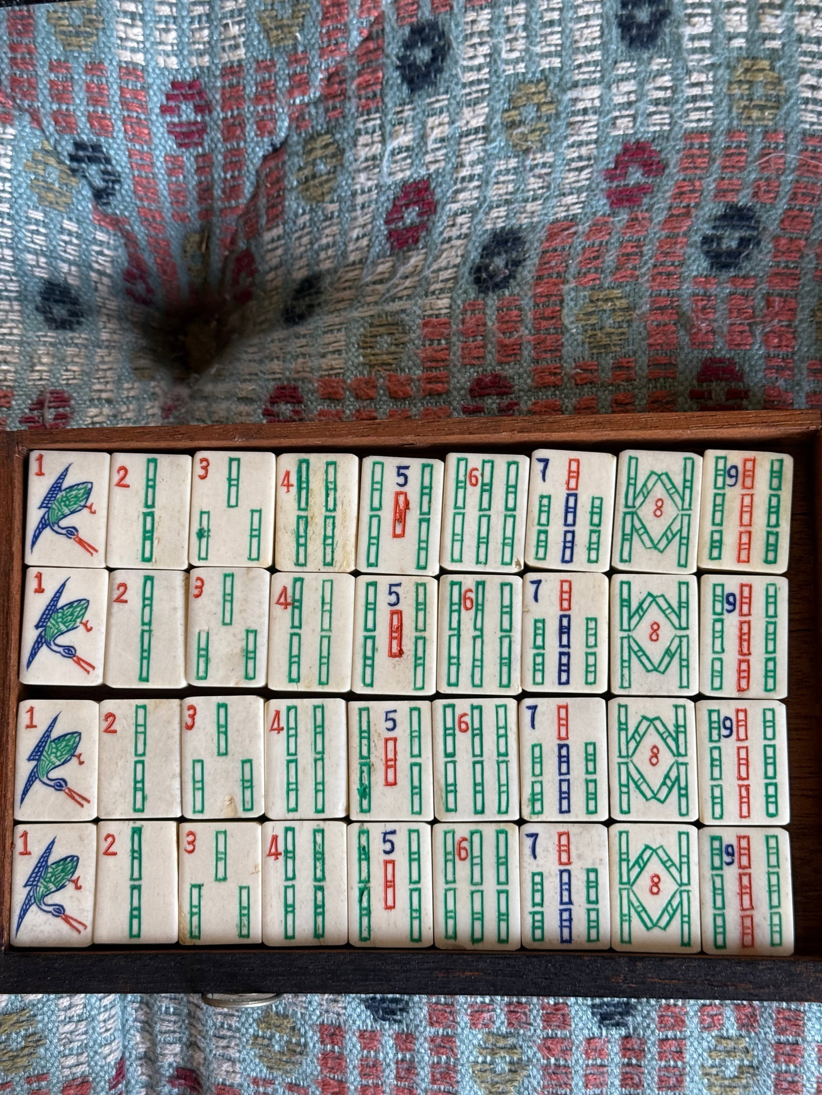 Antique Mah Jong Box With All Original Pieces - 6
