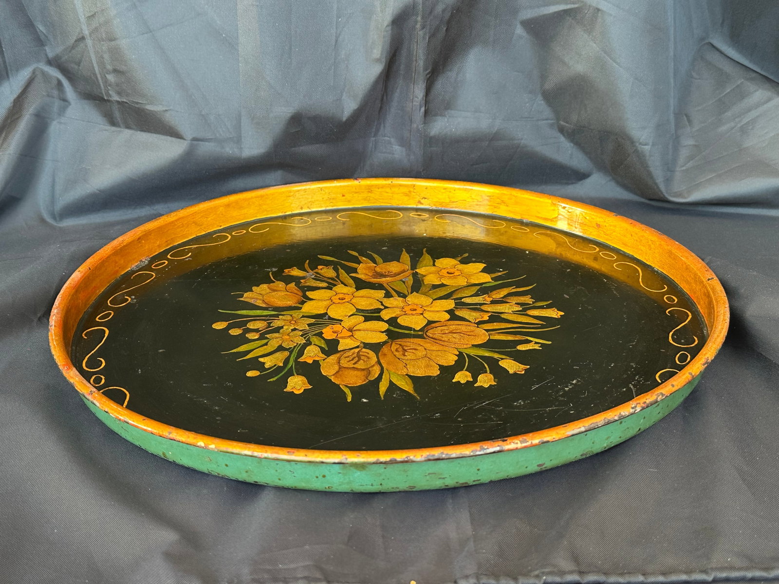 Late 19th Century Hand Painted Metal Tole Tray - 10