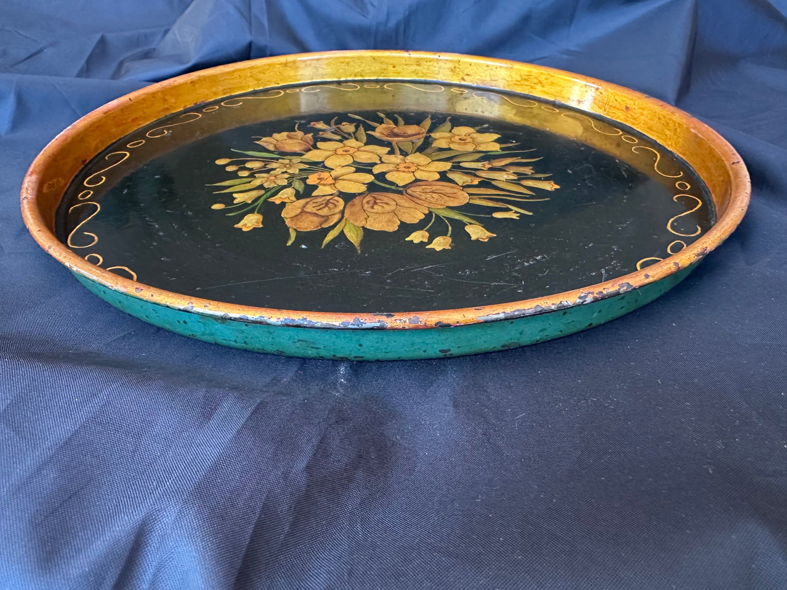 Late 19th Century Hand Painted Metal Tole Tray - 6
