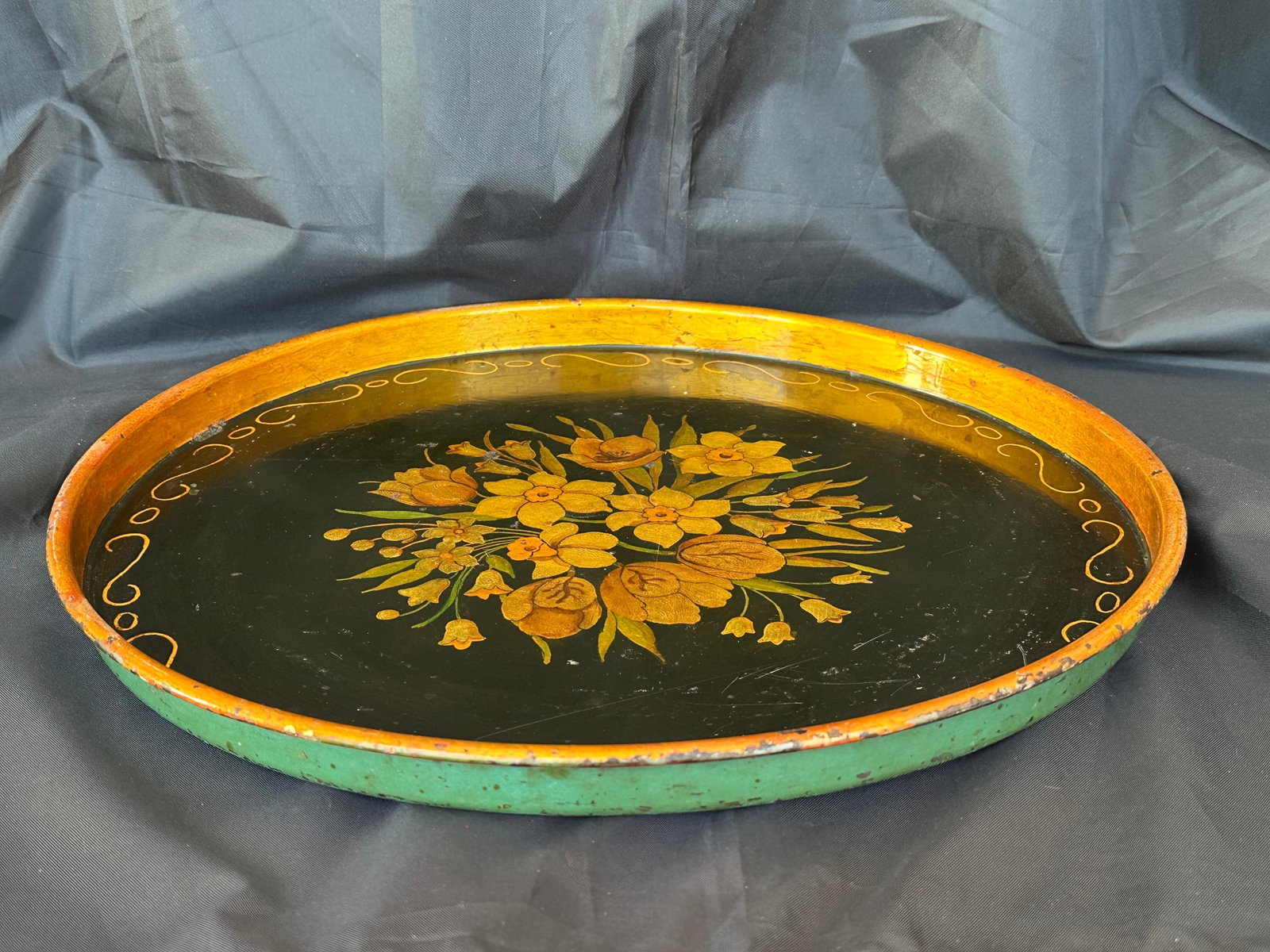 Late 19th Century Hand Painted Metal Tole Tray - 8