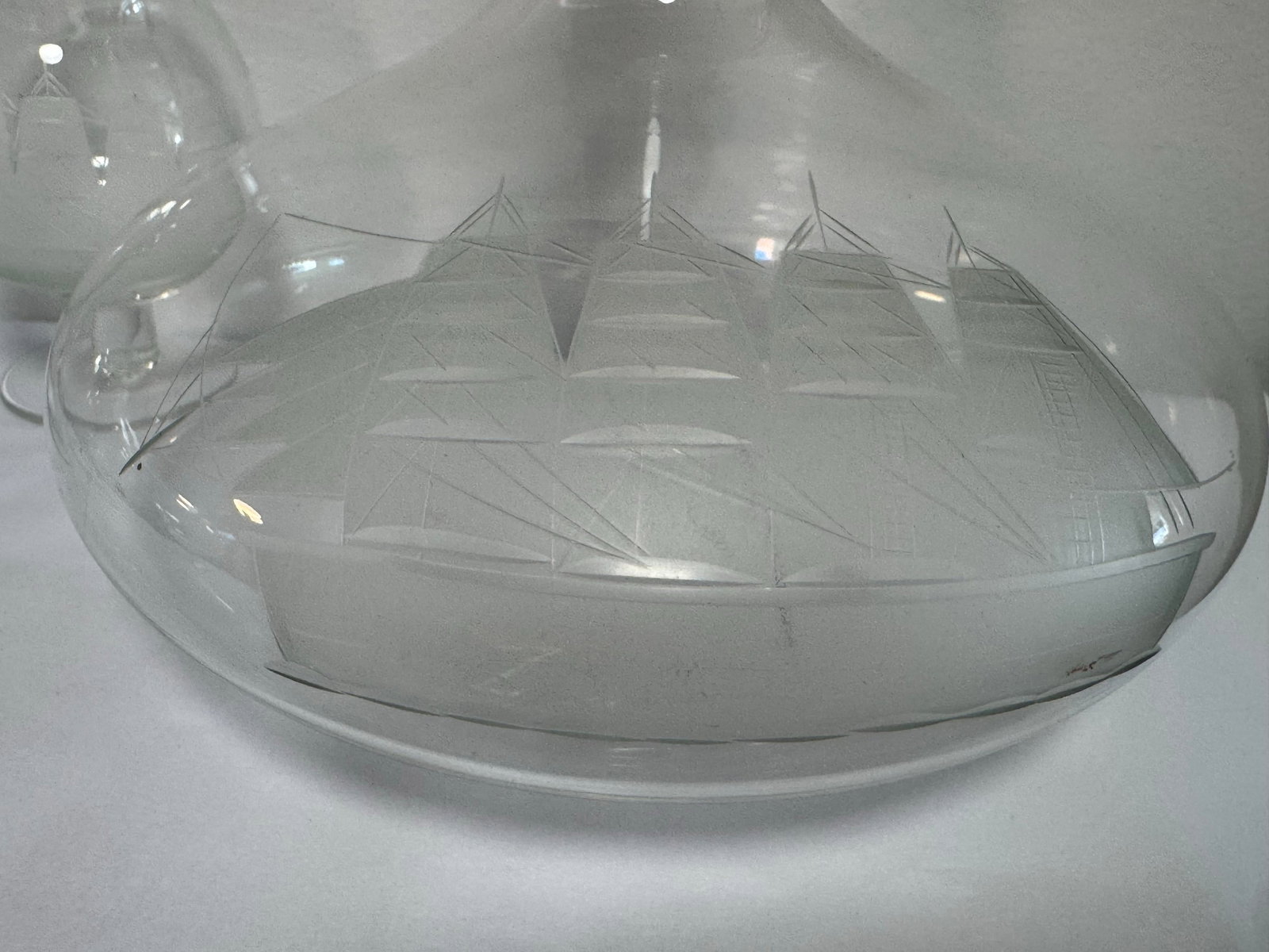 Mid 20th Century European Crystal Brandy Decanter and Snifter Set With Nautical Motif - 10