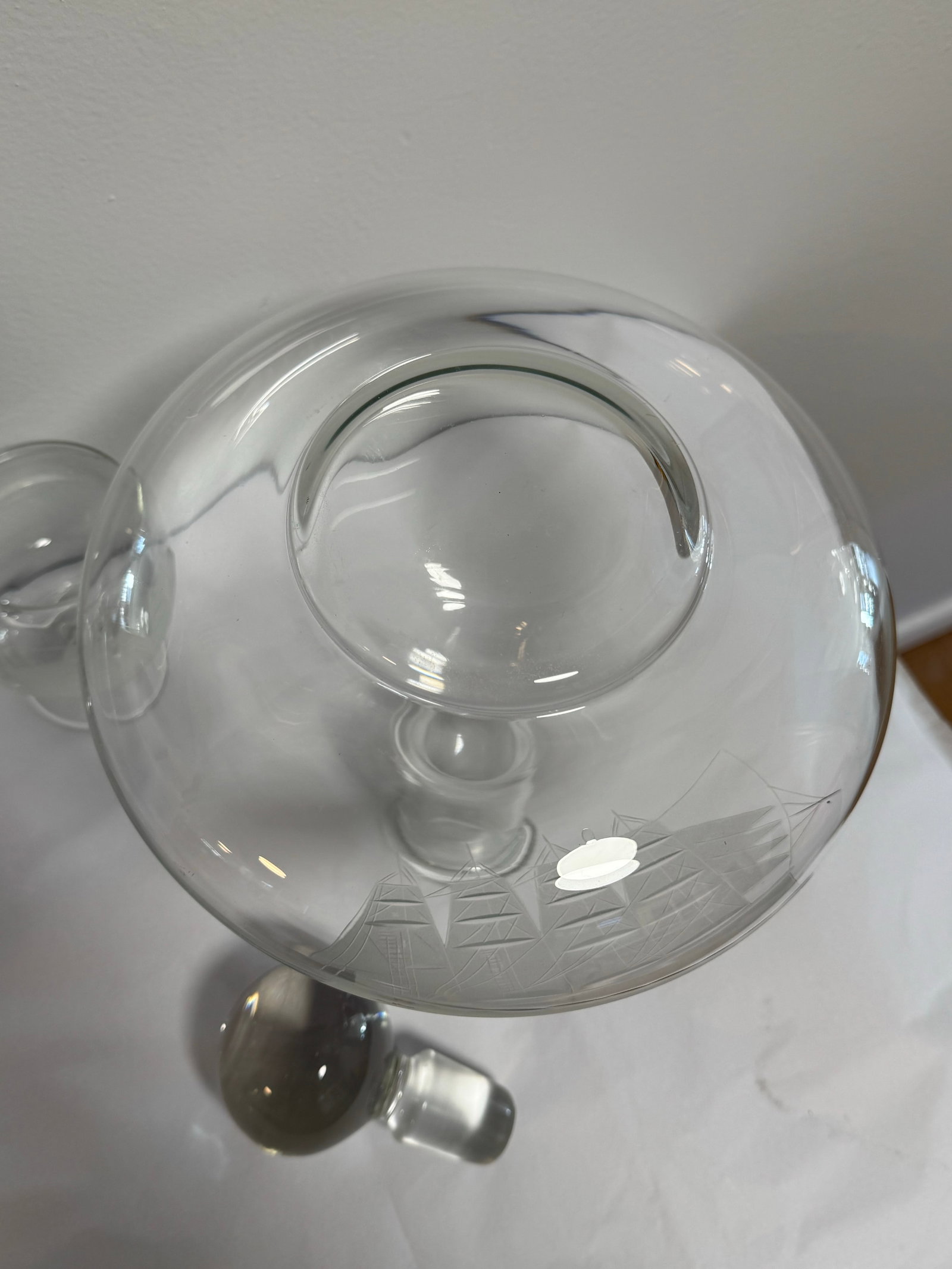 Mid 20th Century European Crystal Brandy Decanter and Snifter Set With Nautical Motif - 11