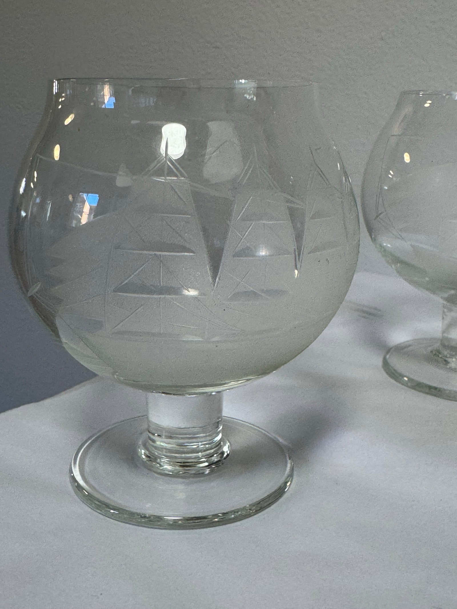Mid 20th Century European Crystal Brandy Decanter and Snifter Set With Nautical Motif - 9