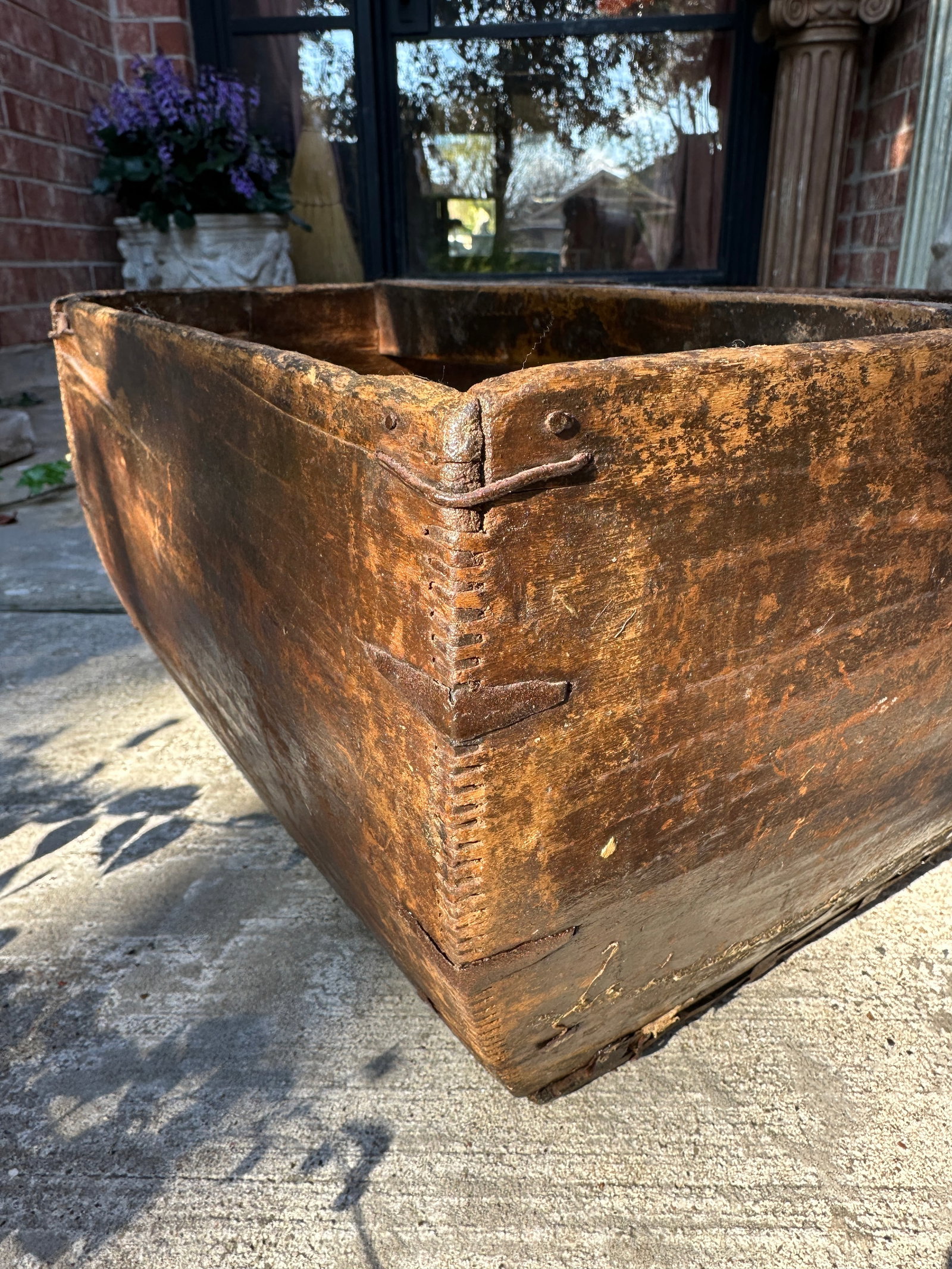 Large Antique Japanese Primitive Wooden Rice Grain Box - 5