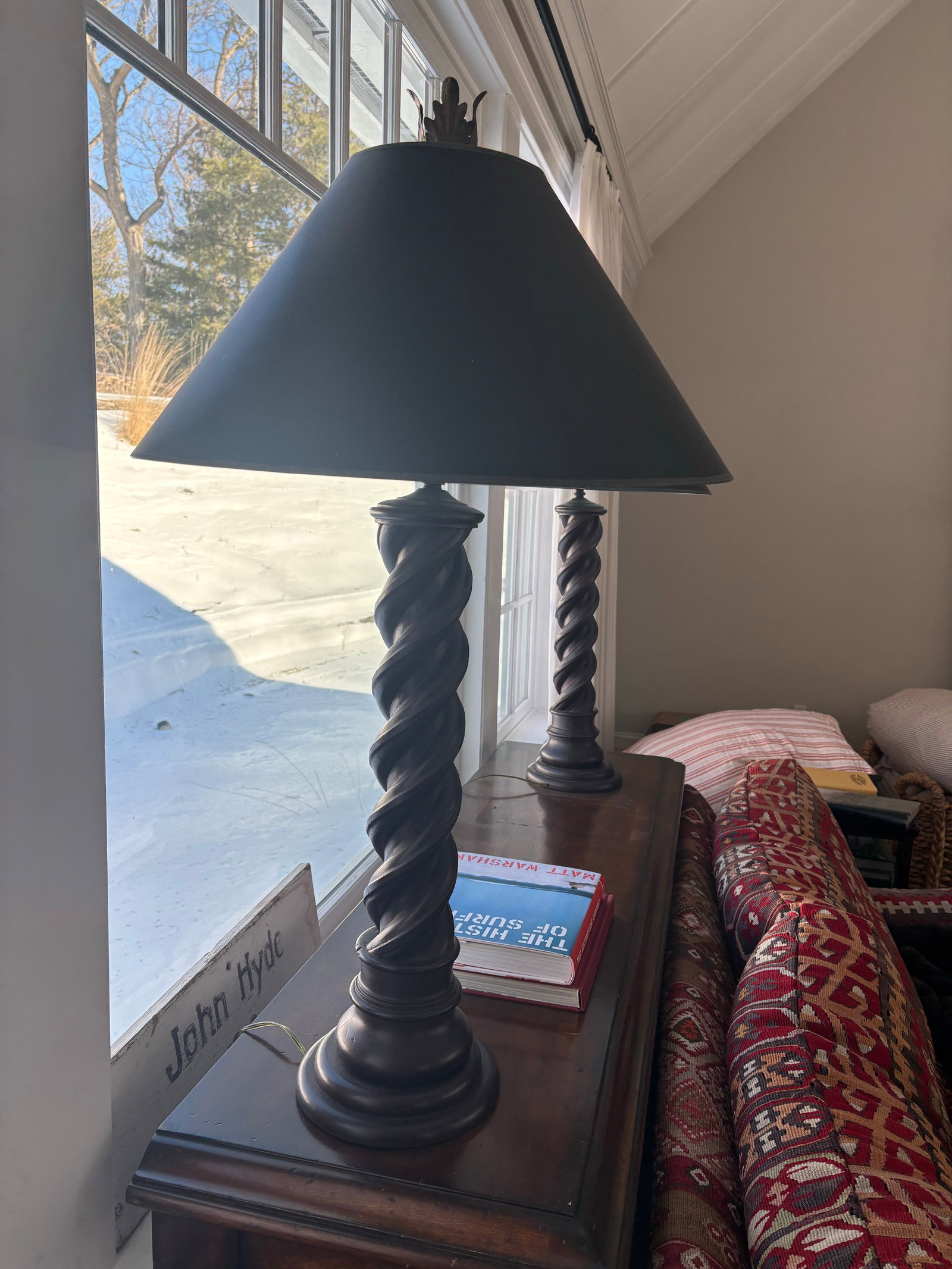 Pair of Wooden Twist Lamps - 4