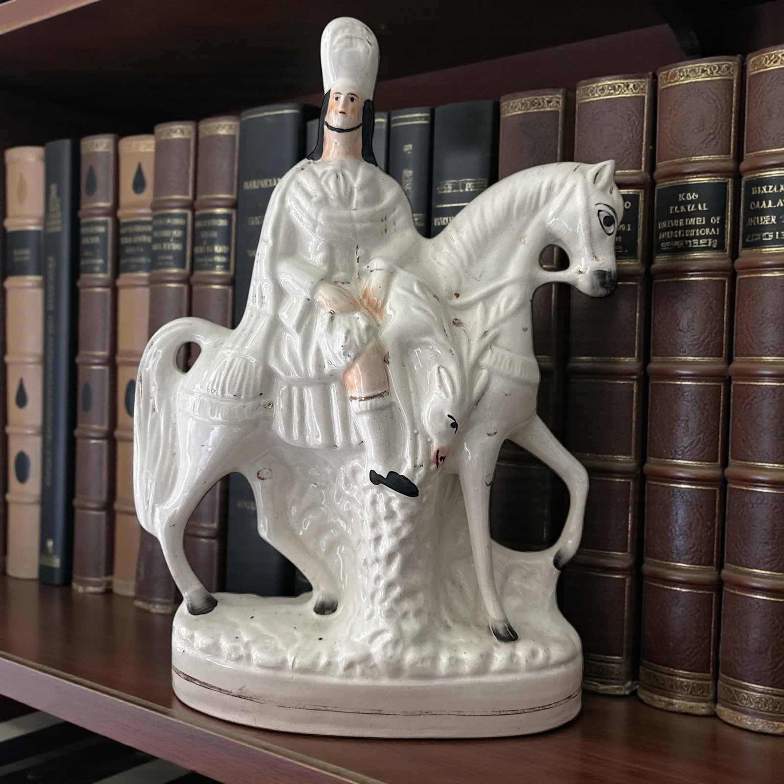 19th-Century English Staffordshire Flatback Horse and Rider Figure C. 1860-80 - 2