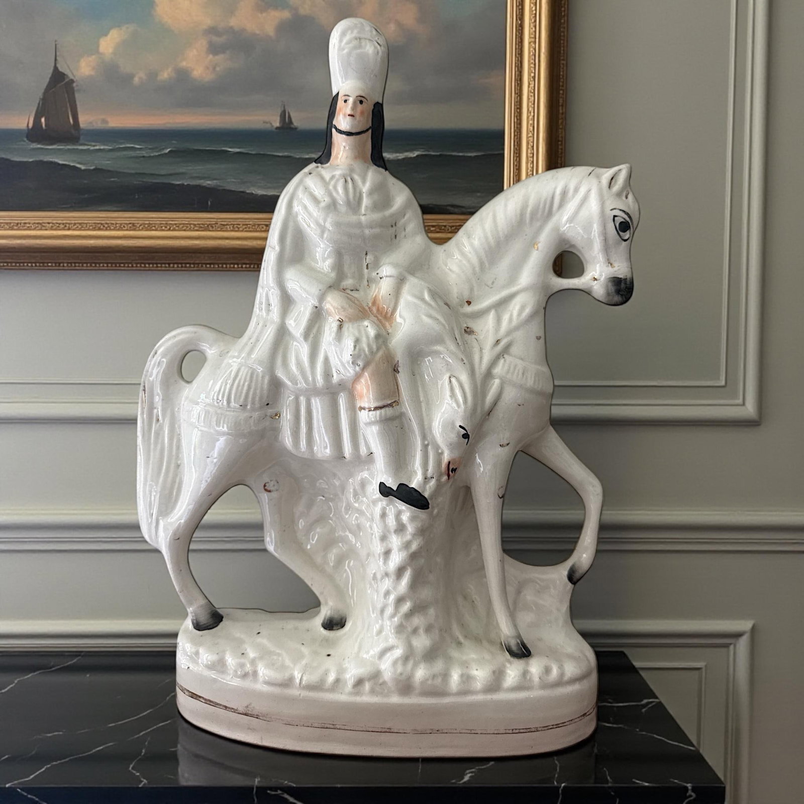 19th-Century English Staffordshire Flatback Horse and Rider Figure C. 1860-80 - 4