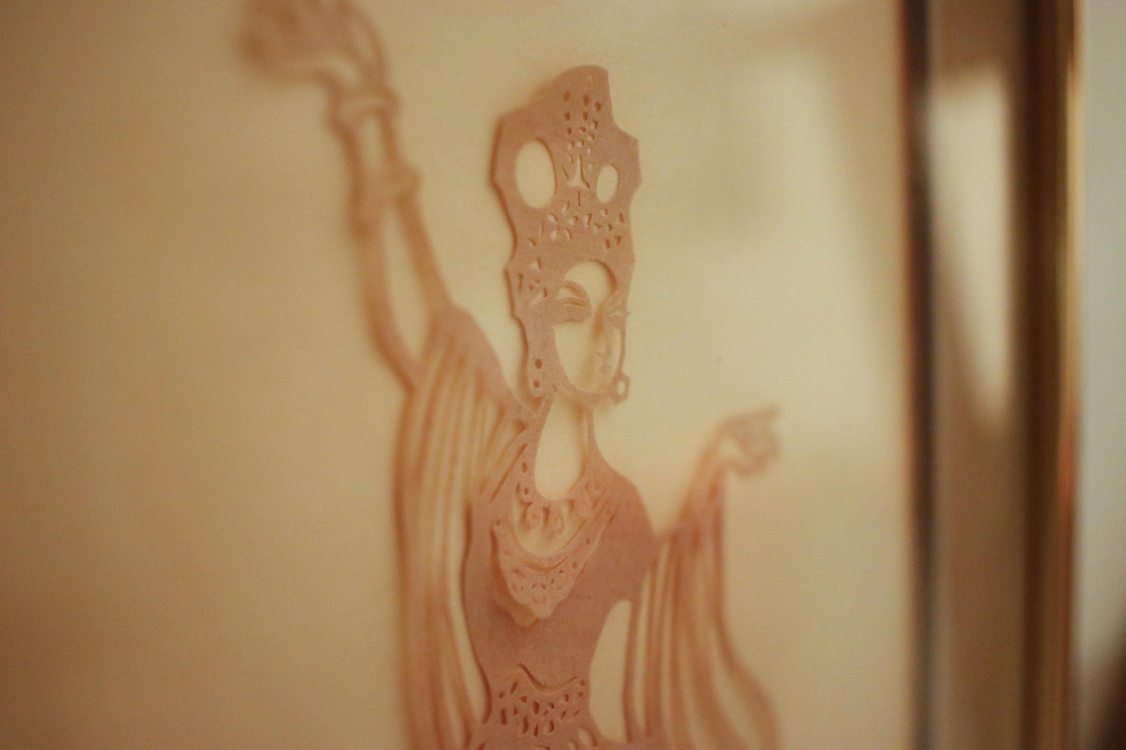 Early 20th Century Pair of Ottoman Shadow Puppet Figural Sculptures in MCM Gold Metal Frames - 6