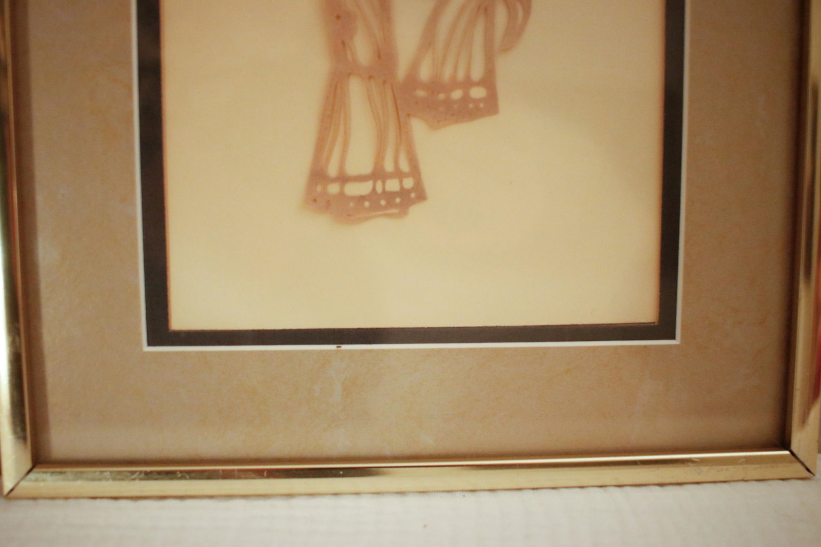Early 20th Century Pair of Ottoman Shadow Puppet Figural Sculptures in MCM Gold Metal Frames - 7